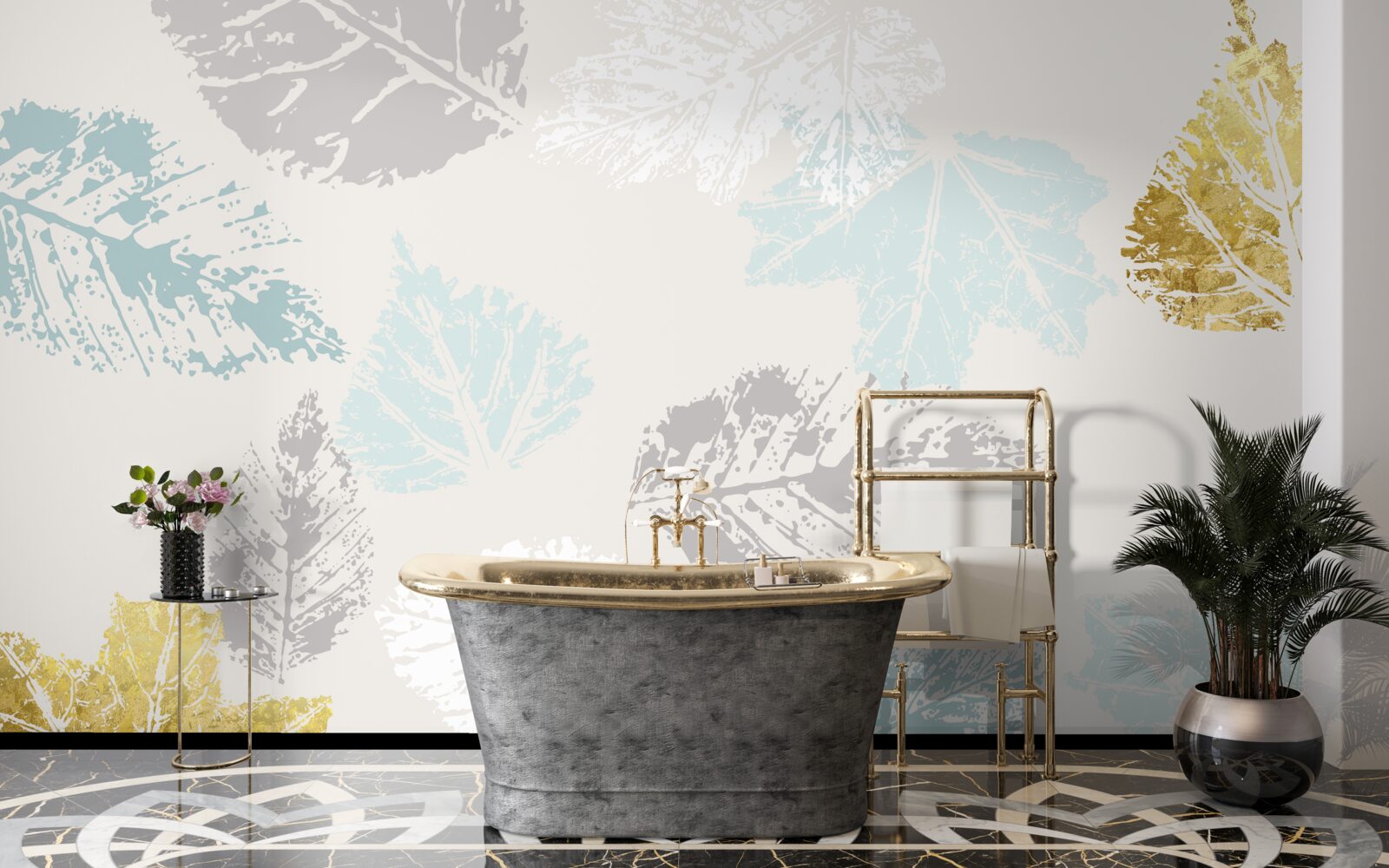 Fotobehang herfstbladeren laten hun sporen na op de verf