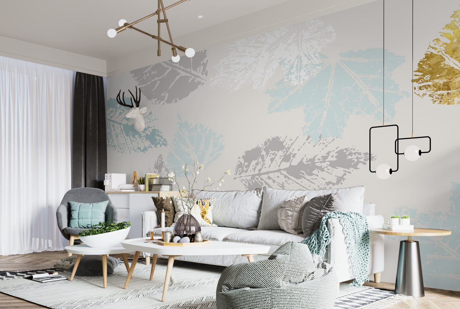 Fotobehang herfstbladeren laten hun sporen na op de verf