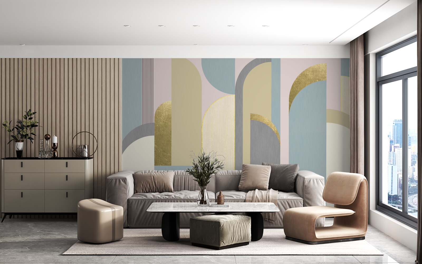 Fotobehang bogen met geometrische vormen