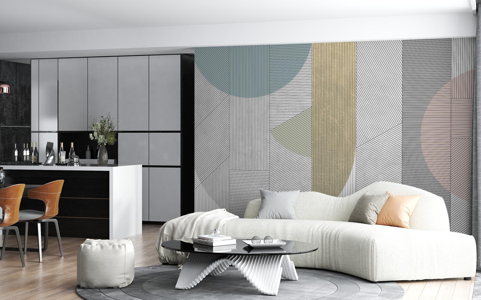 Fotobehang gemengde opeenvolging van verticale en horizontale lijnen