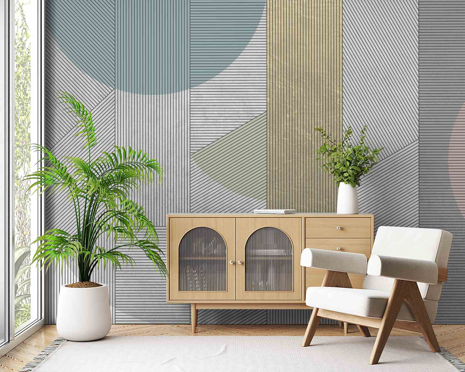 Fotobehang gemengde opeenvolging van verticale en horizontale lijnen