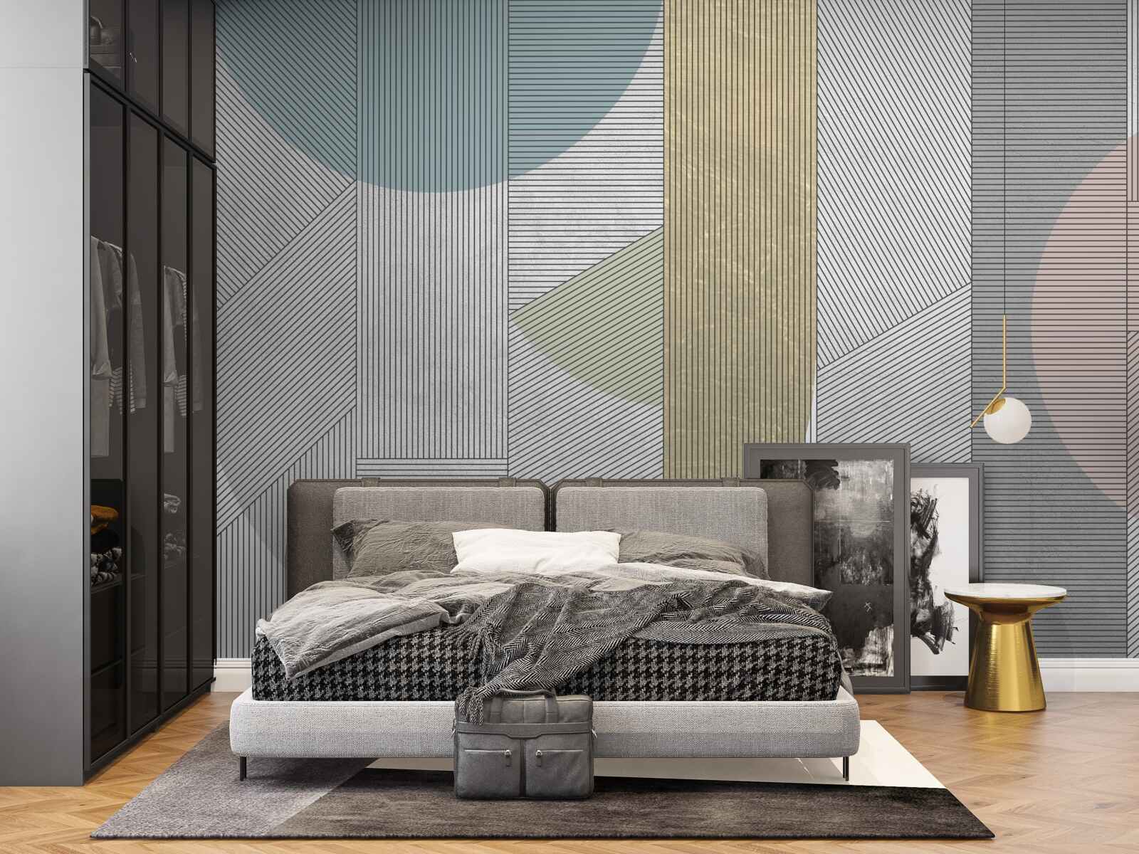 Fotobehang gemengde opeenvolging van verticale en horizontale lijnen