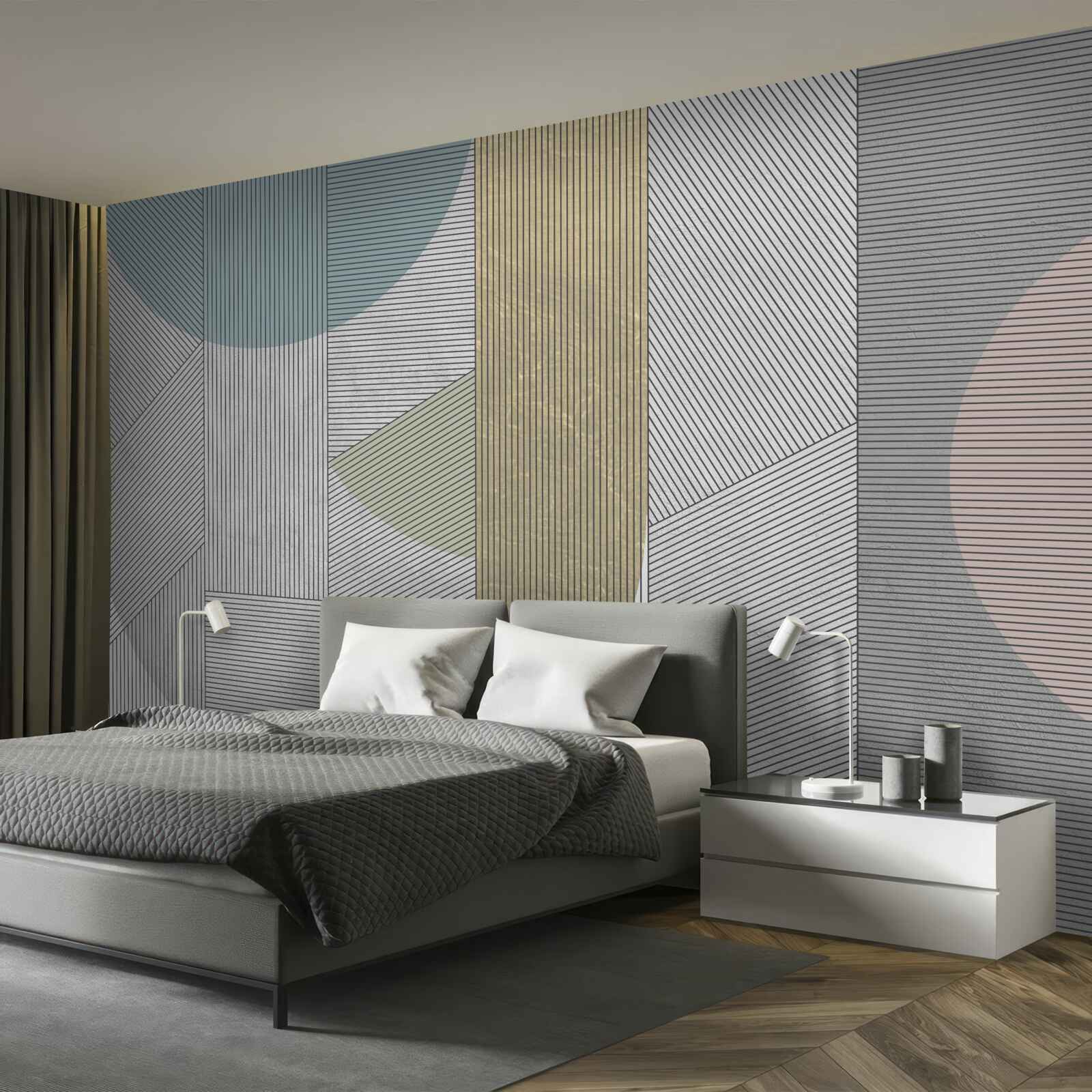 Fotobehang gemengde opeenvolging van verticale en horizontale lijnen