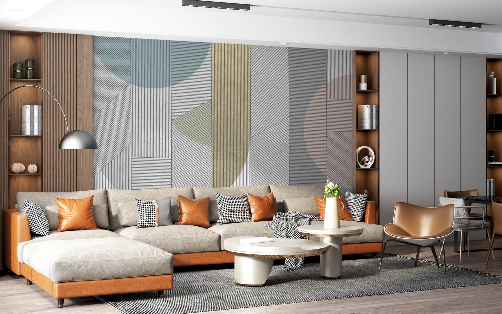 Fotobehang gemengde opeenvolging van verticale en horizontale lijnen