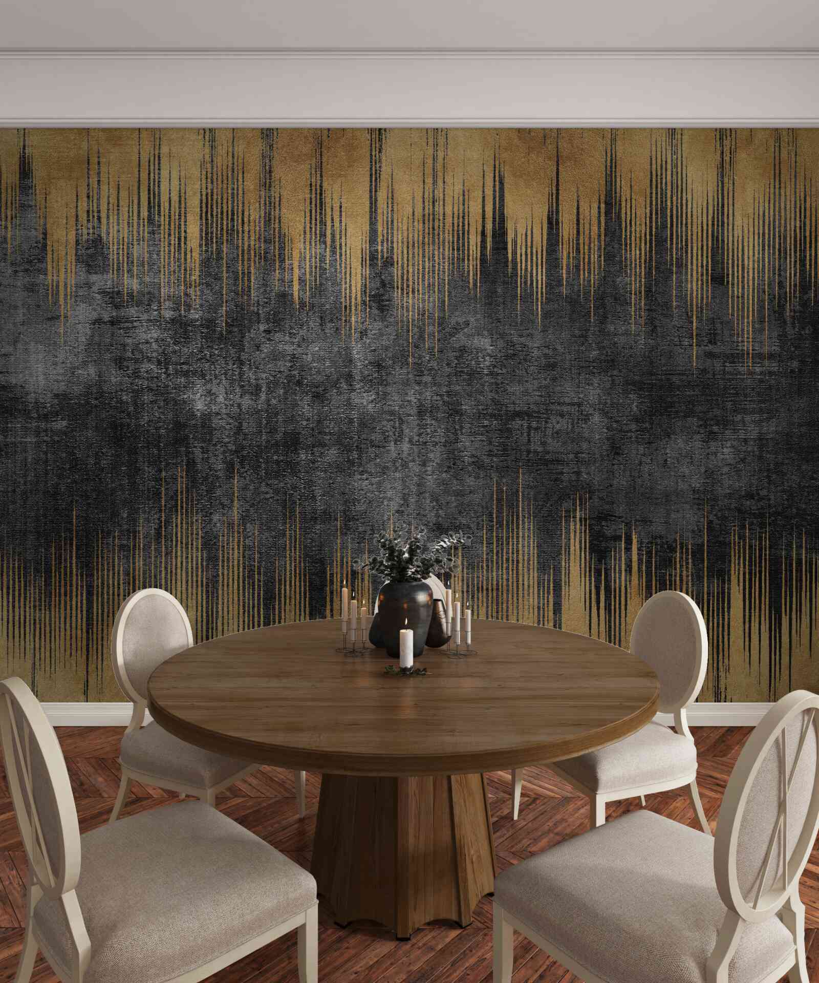 Fotobehang zwarte en gouden strepen