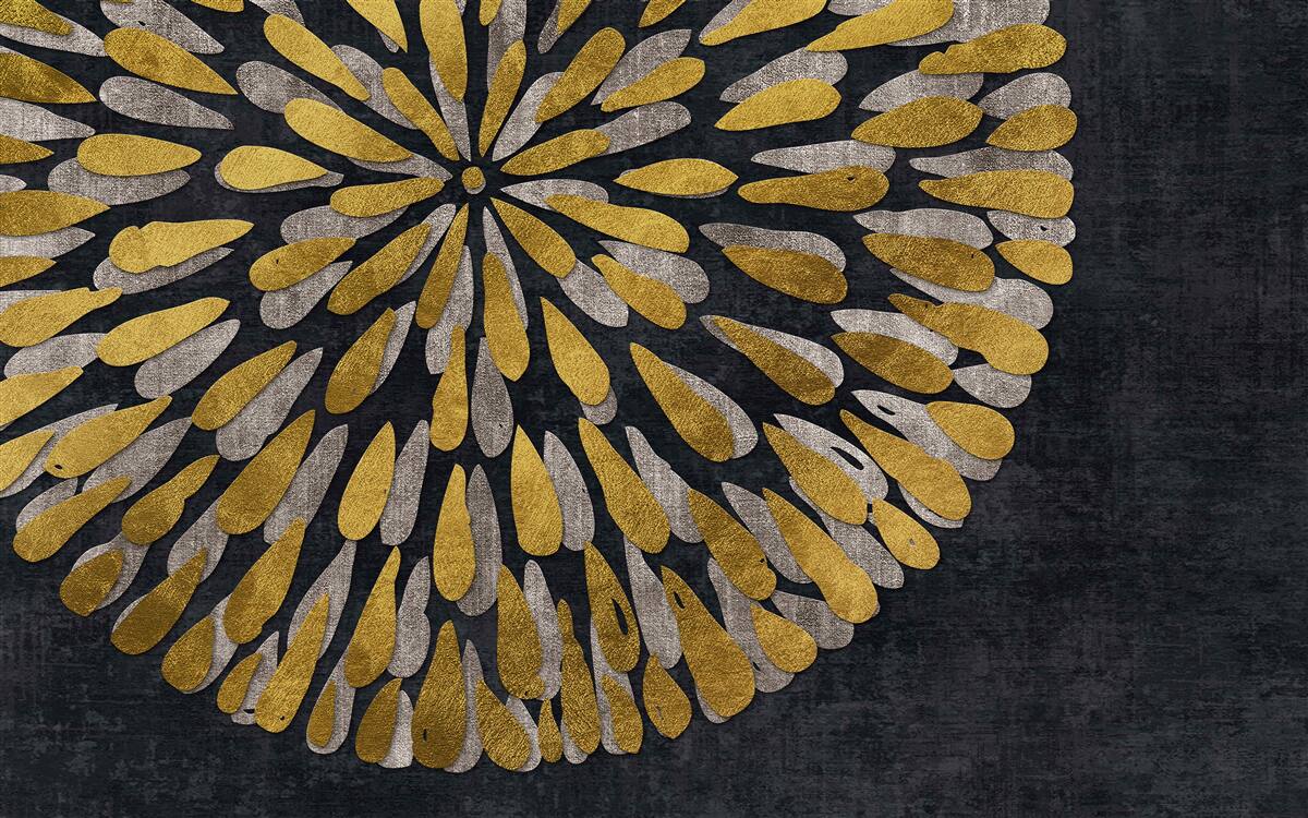 Fotobehang paardenbloem met gouden tinten