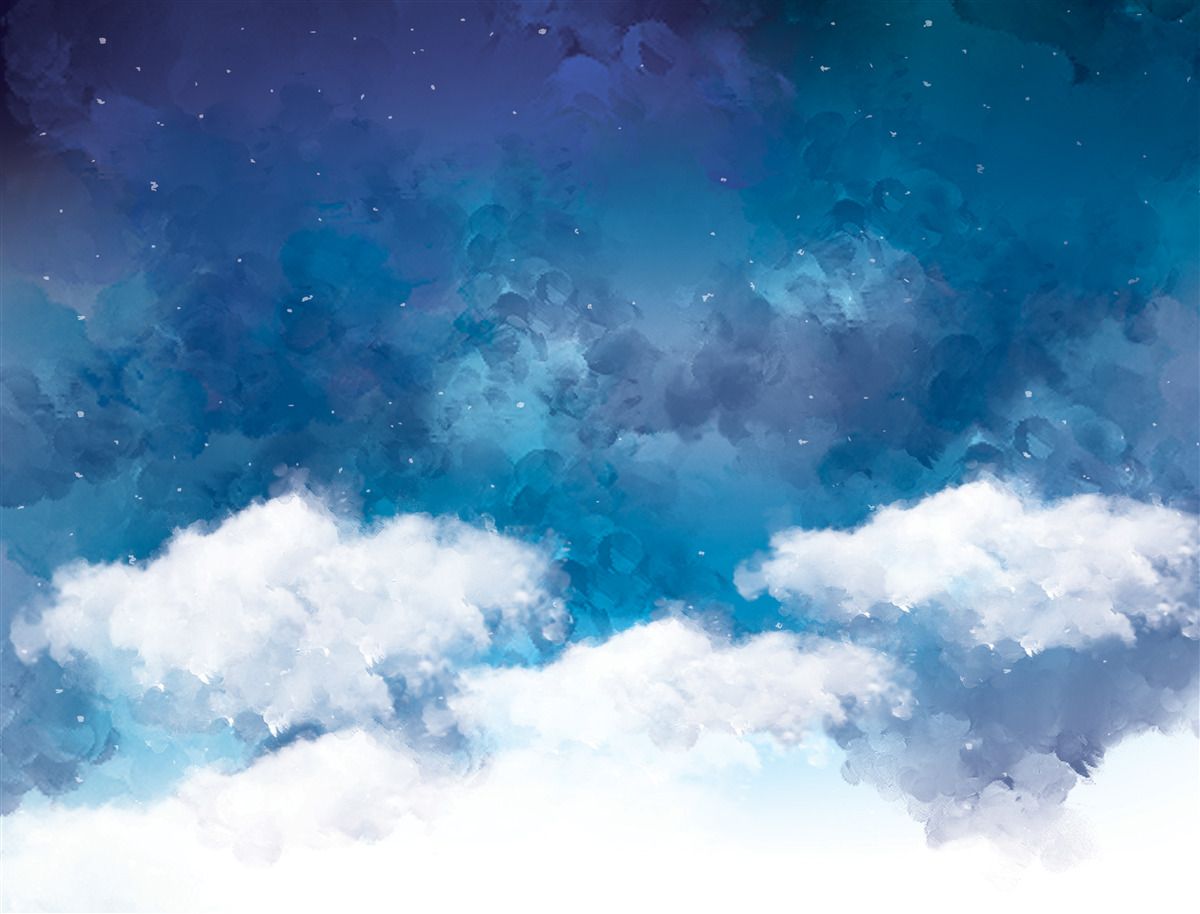 Fotobehang een sterrenhemel 's nachts bezaaid met wolken