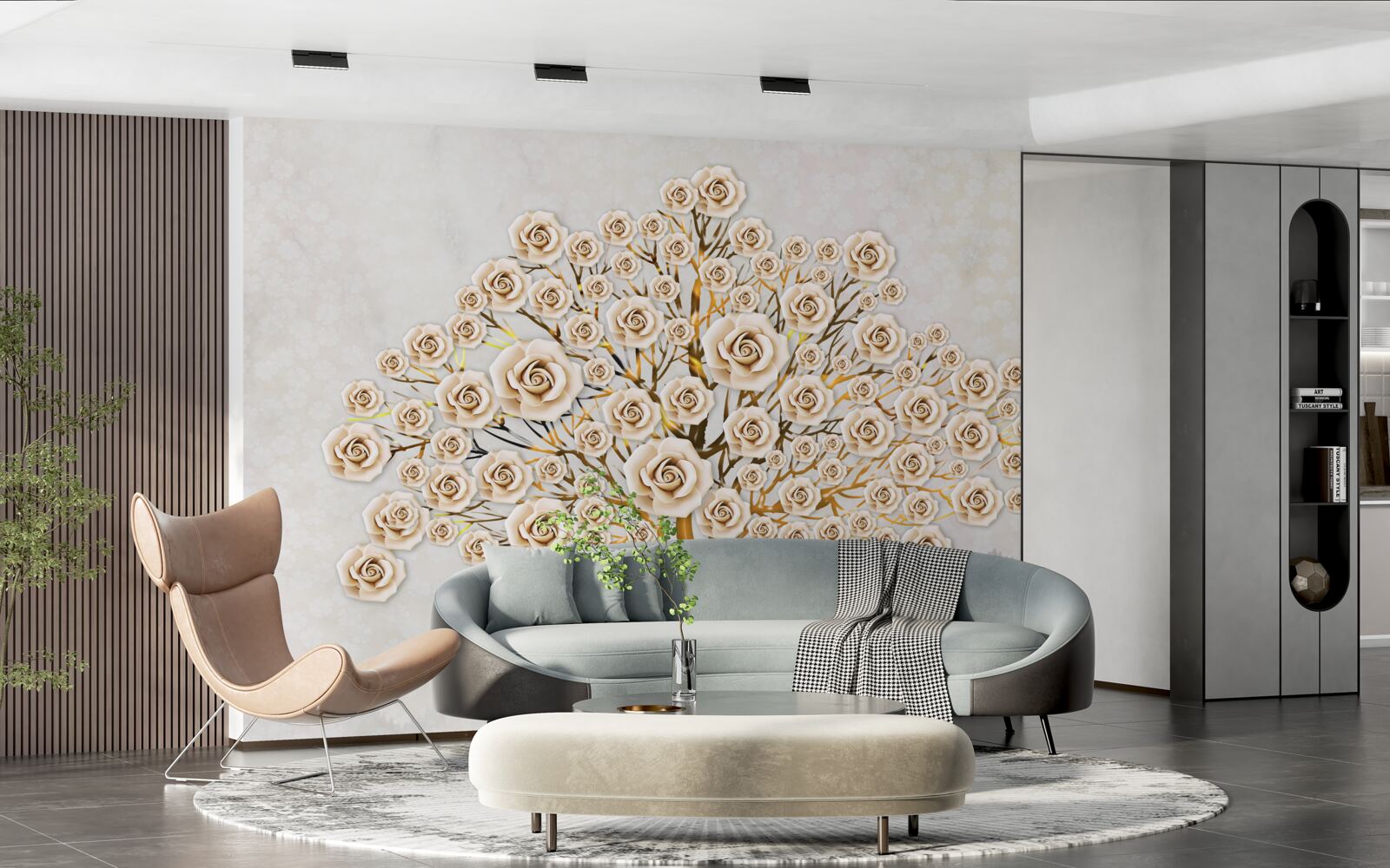 Fotobehang de boom wordt gevormd uit helderroze knoppen