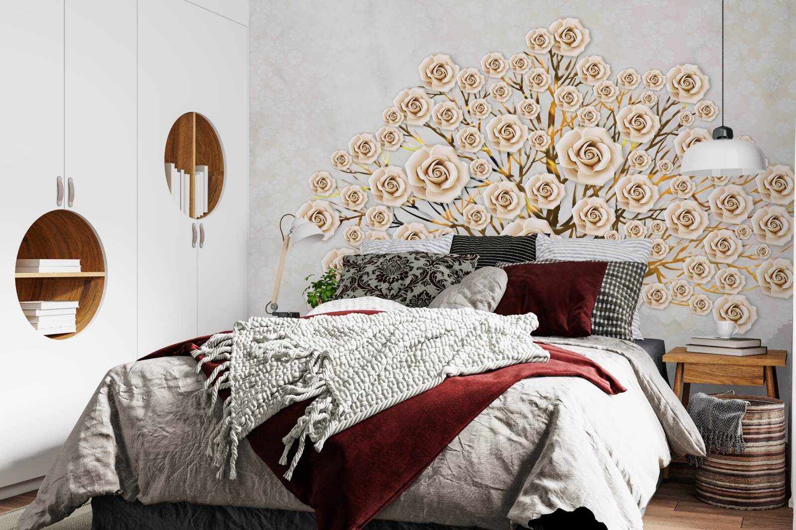 Fotobehang de boom wordt gevormd uit helderroze knoppen