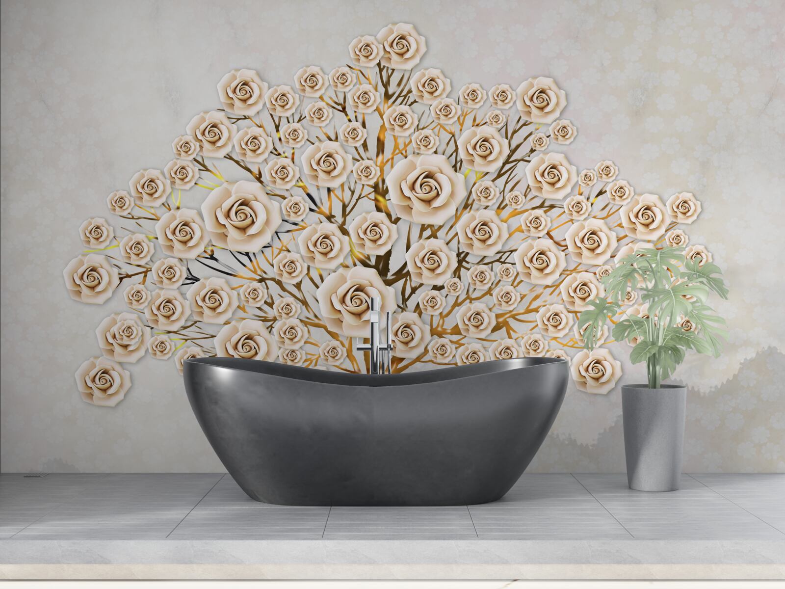 Fotobehang de boom wordt gevormd uit helderroze knoppen