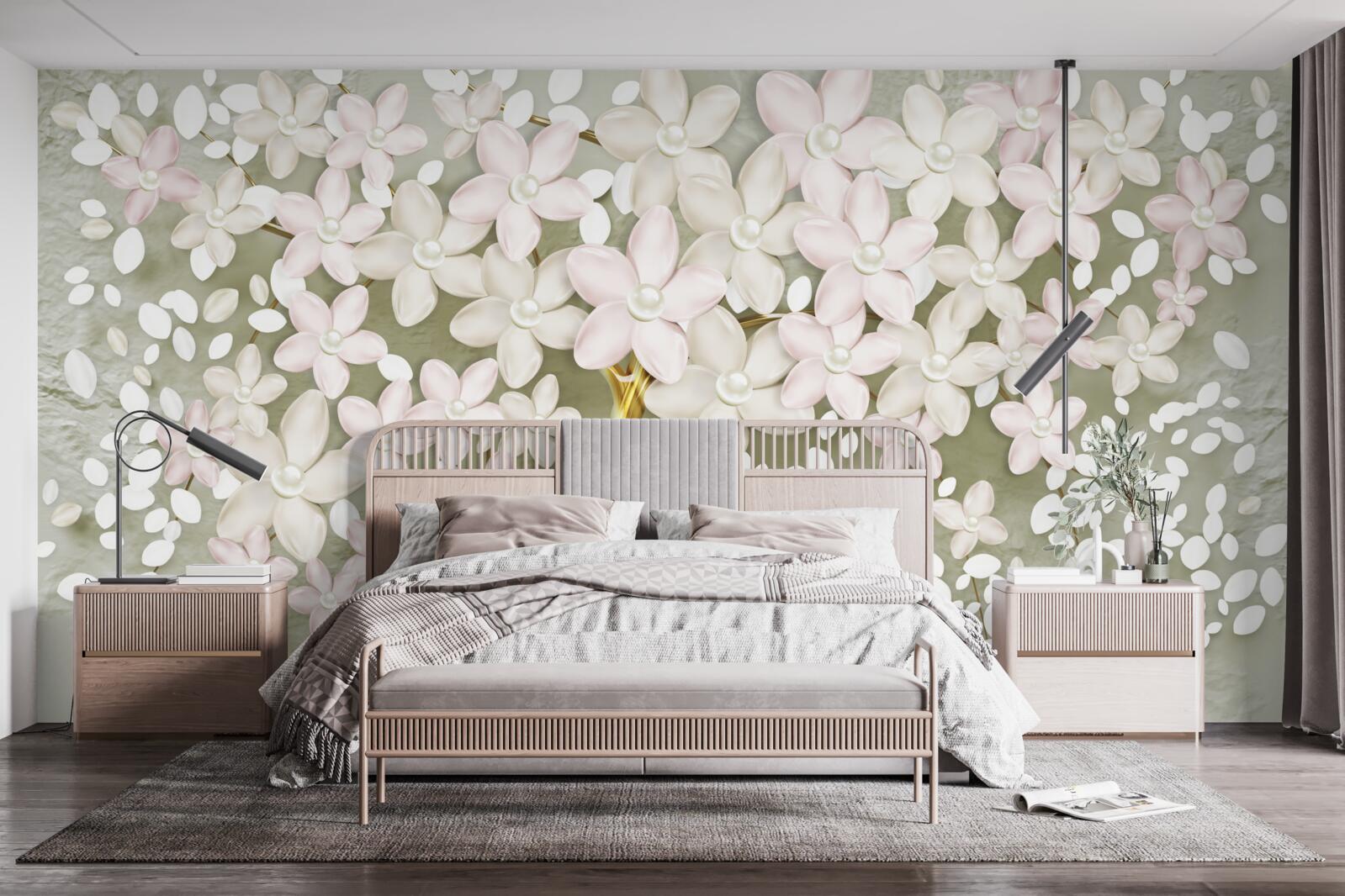 Fotobehang heldere sering in volle bloei