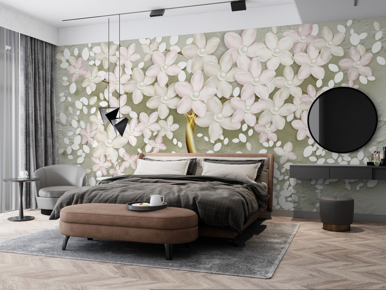 Fotobehang heldere sering in volle bloei