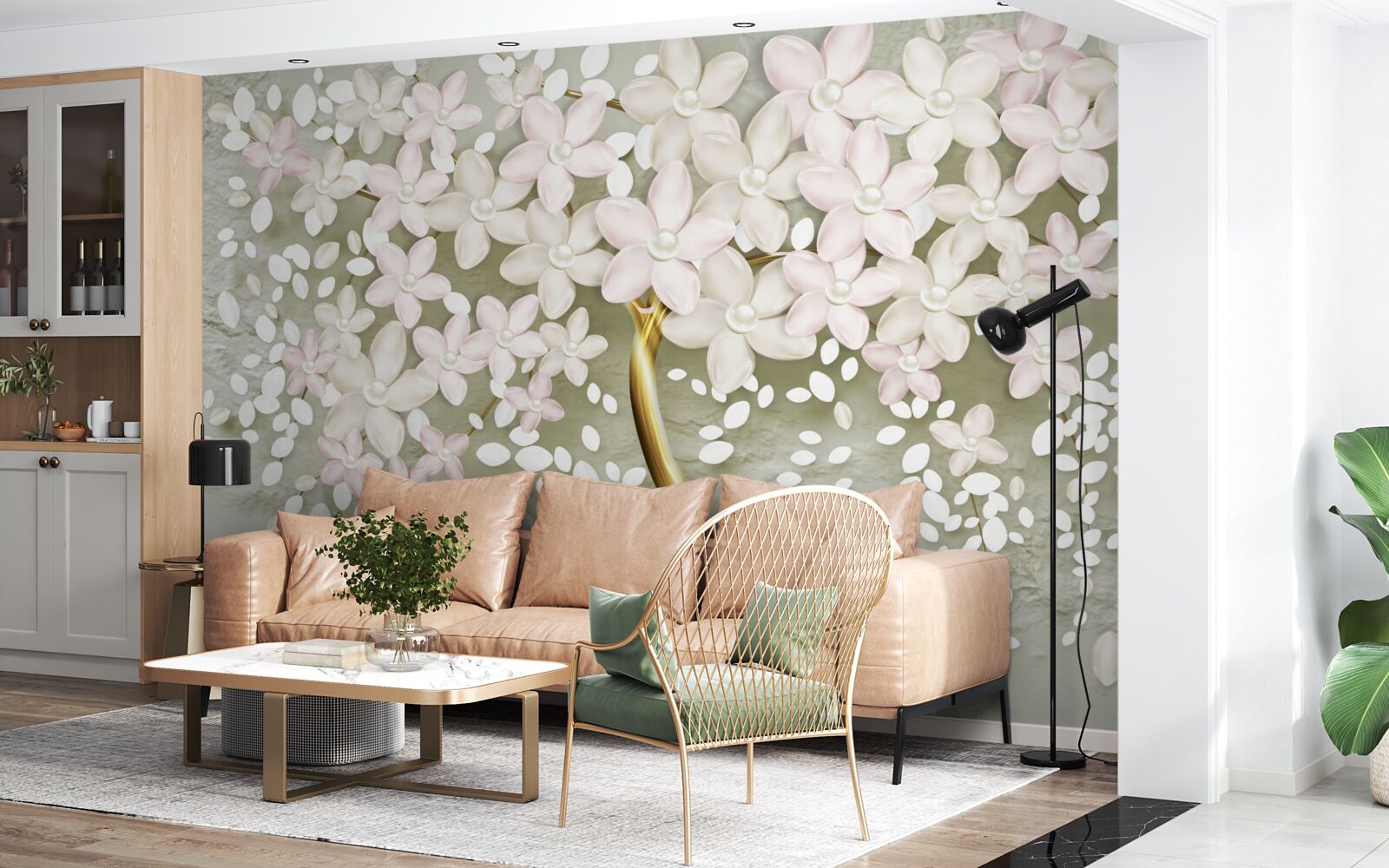 Fotobehang heldere sering in volle bloei