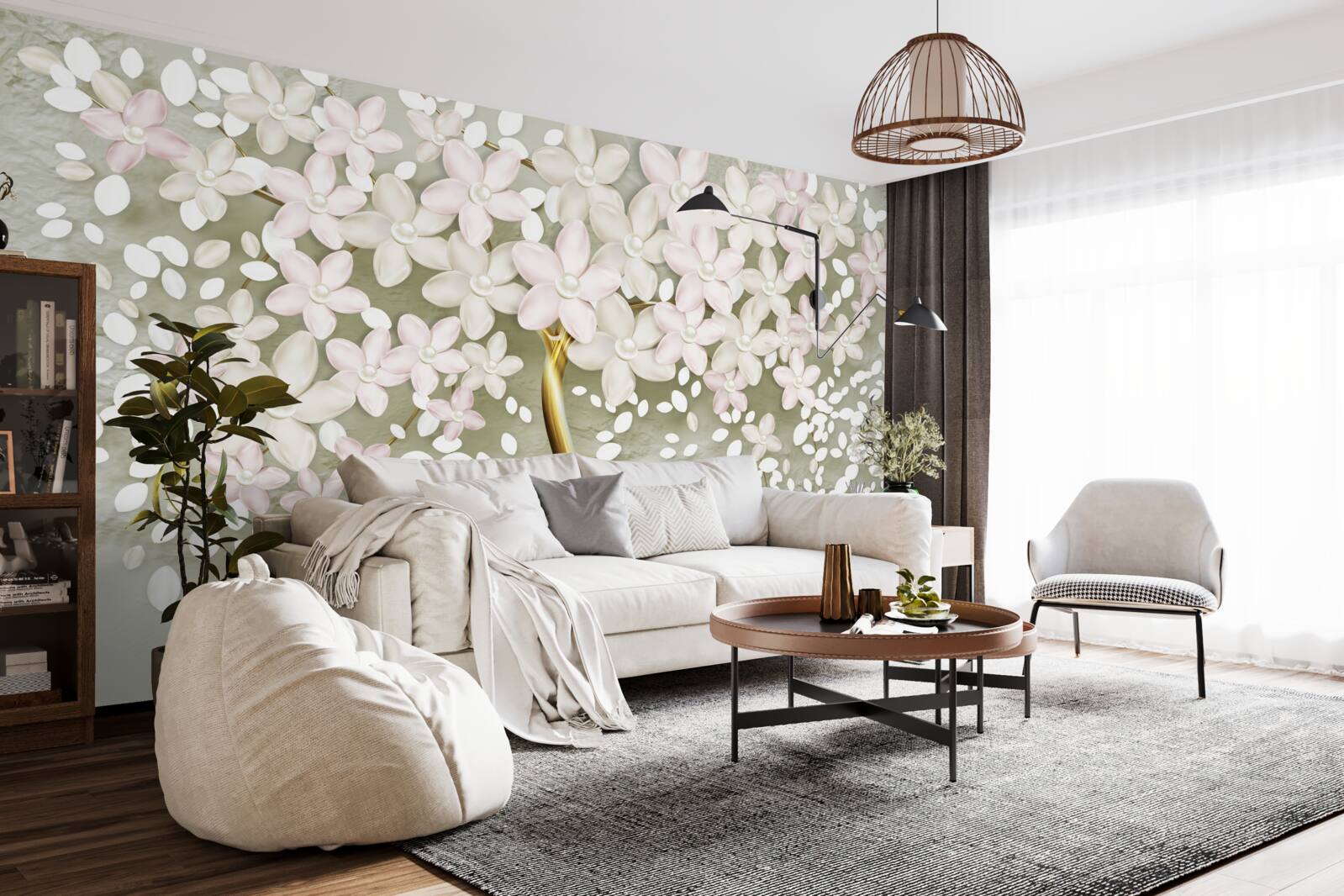 Fotobehang heldere sering in volle bloei