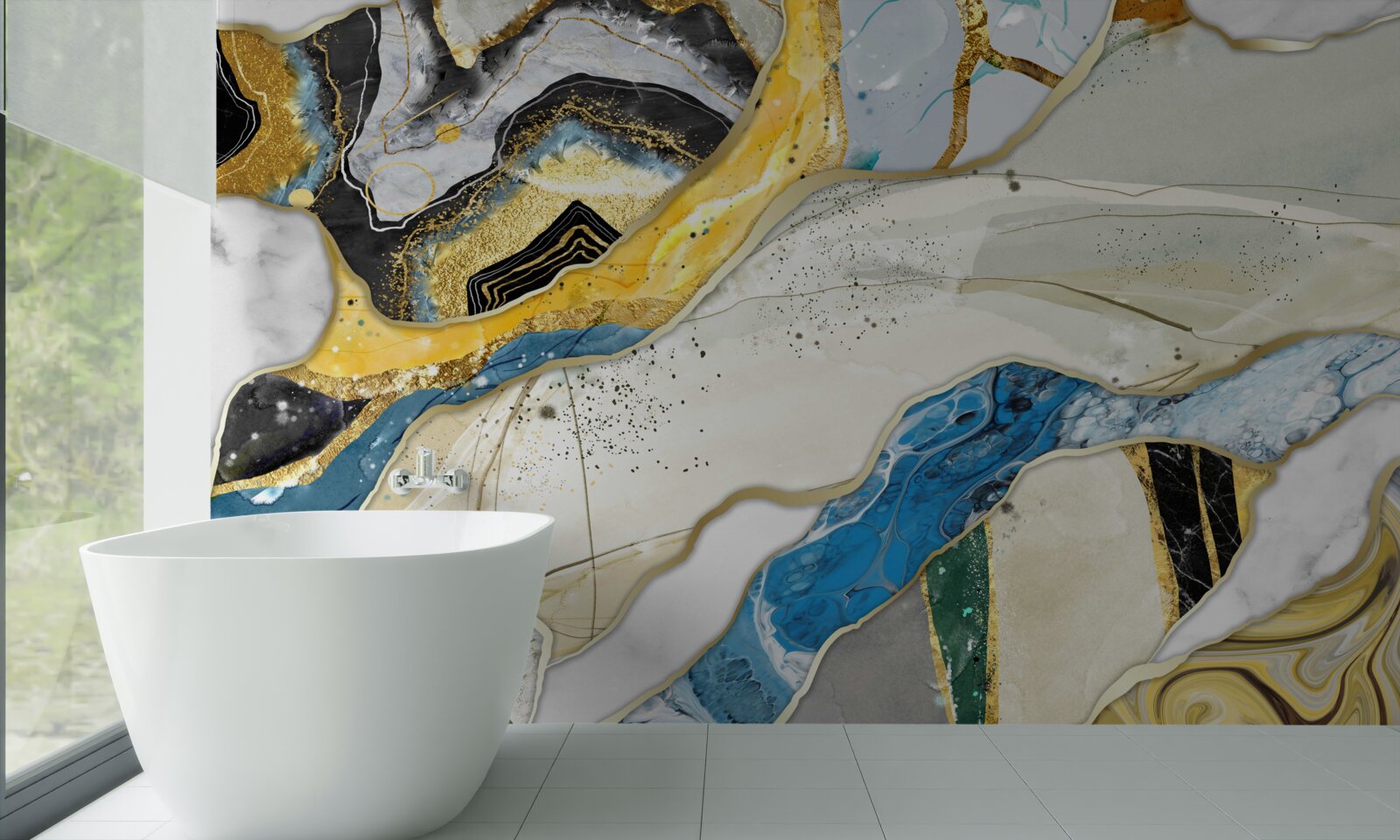 Fotobehang marmer met een abstract geometrisch patroon