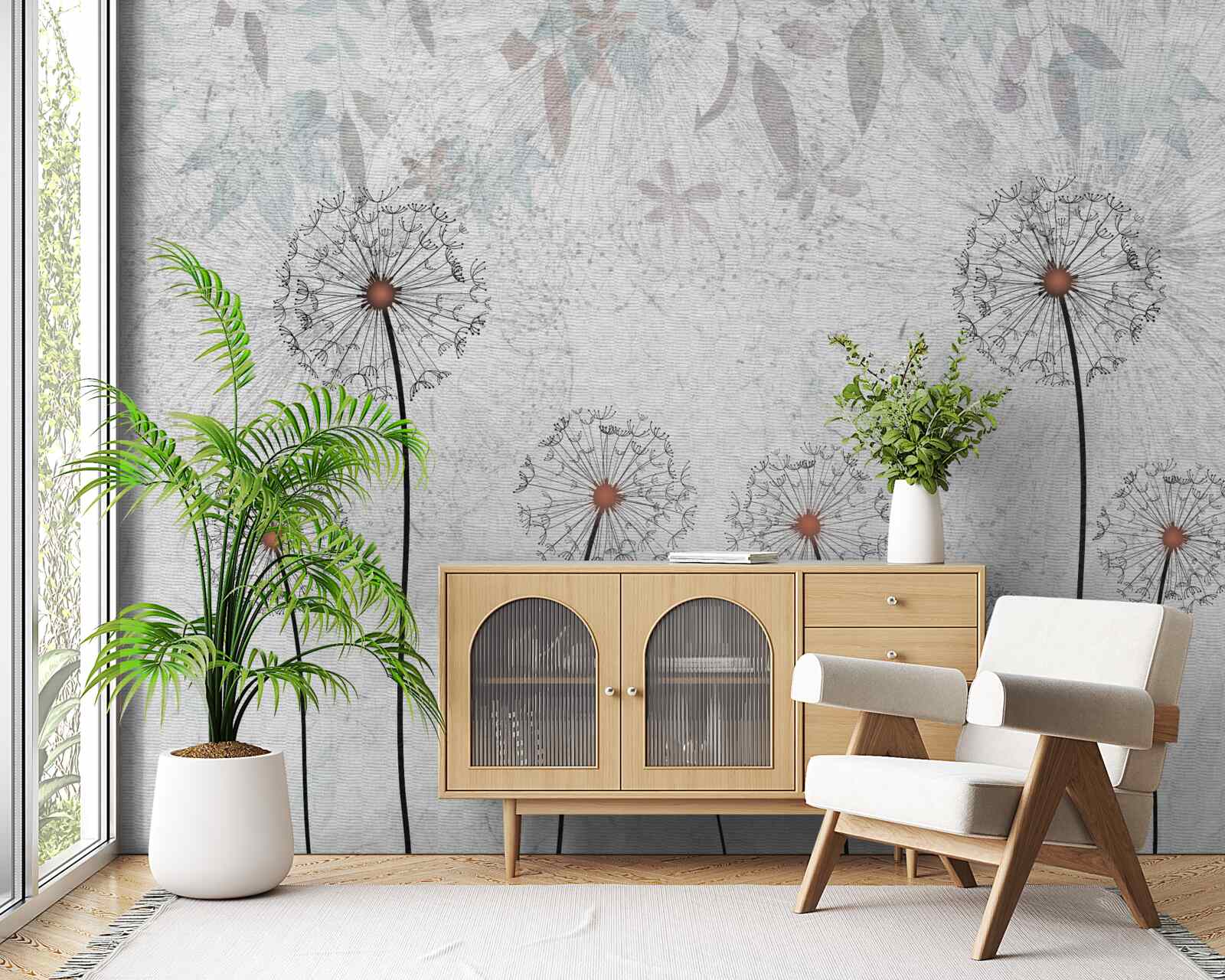 Fotobehang zwakke miljoenpoten op een grijze achtergrond