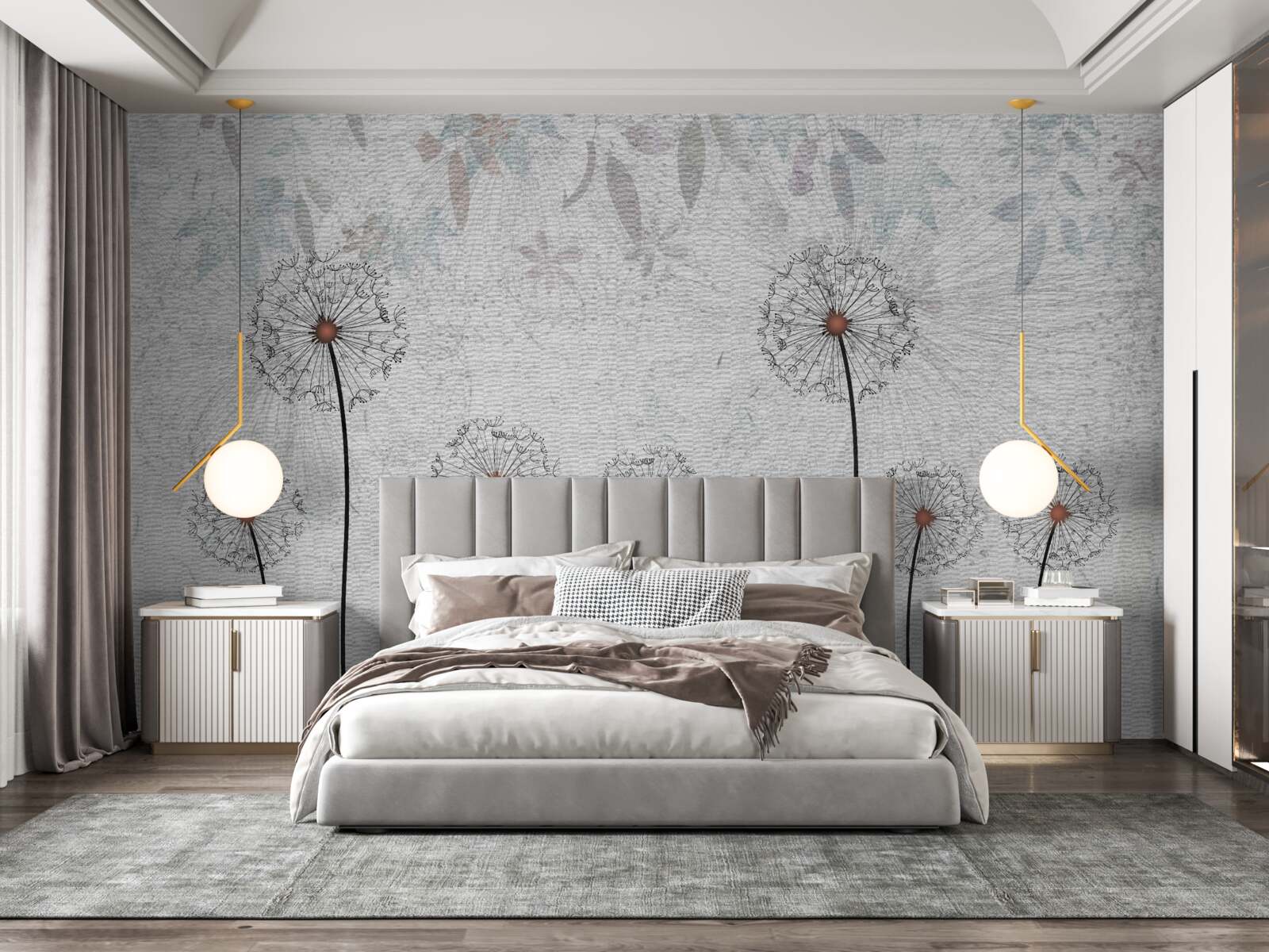 Fotobehang zwakke miljoenpoten op een grijze achtergrond