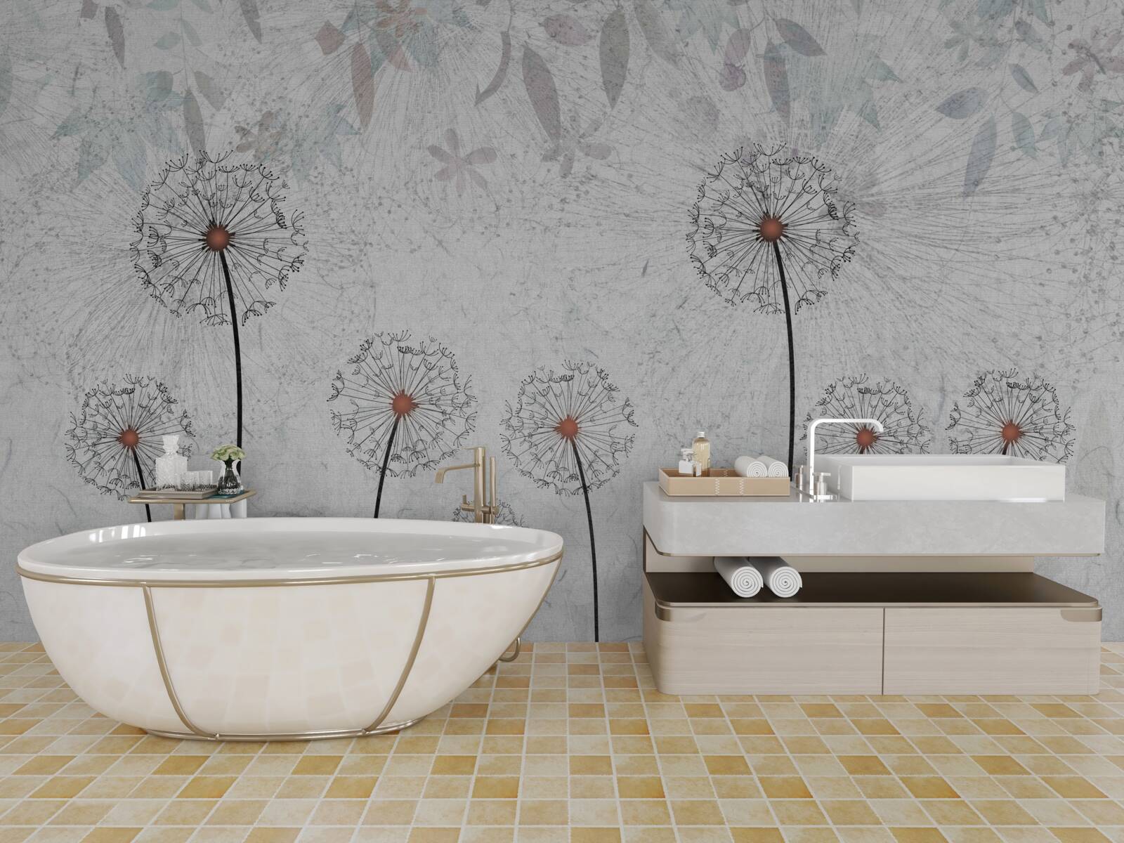 Fotobehang zwakke miljoenpoten op een grijze achtergrond