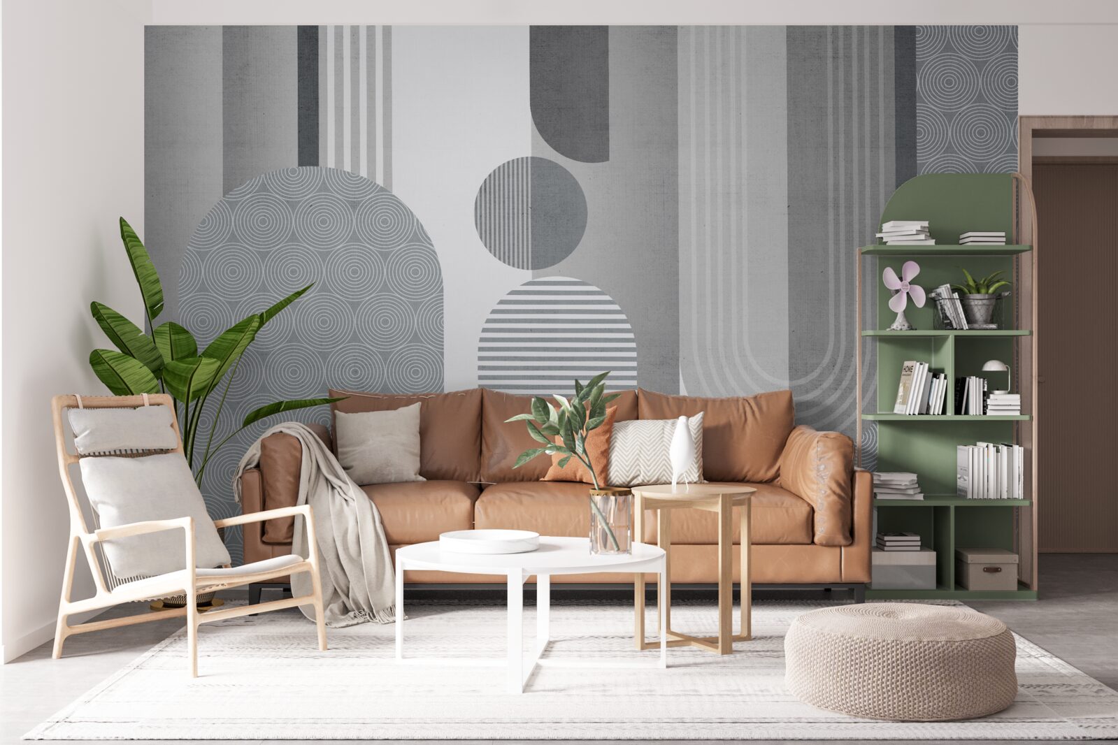 Fotobehang gearceerde rechthoeken met een gebogen vorm