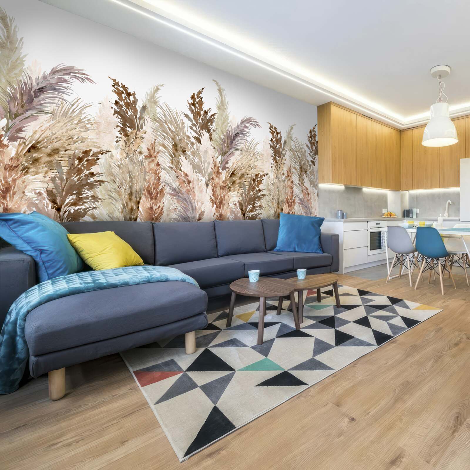 Fotobehang veld bedekt met herfstweide