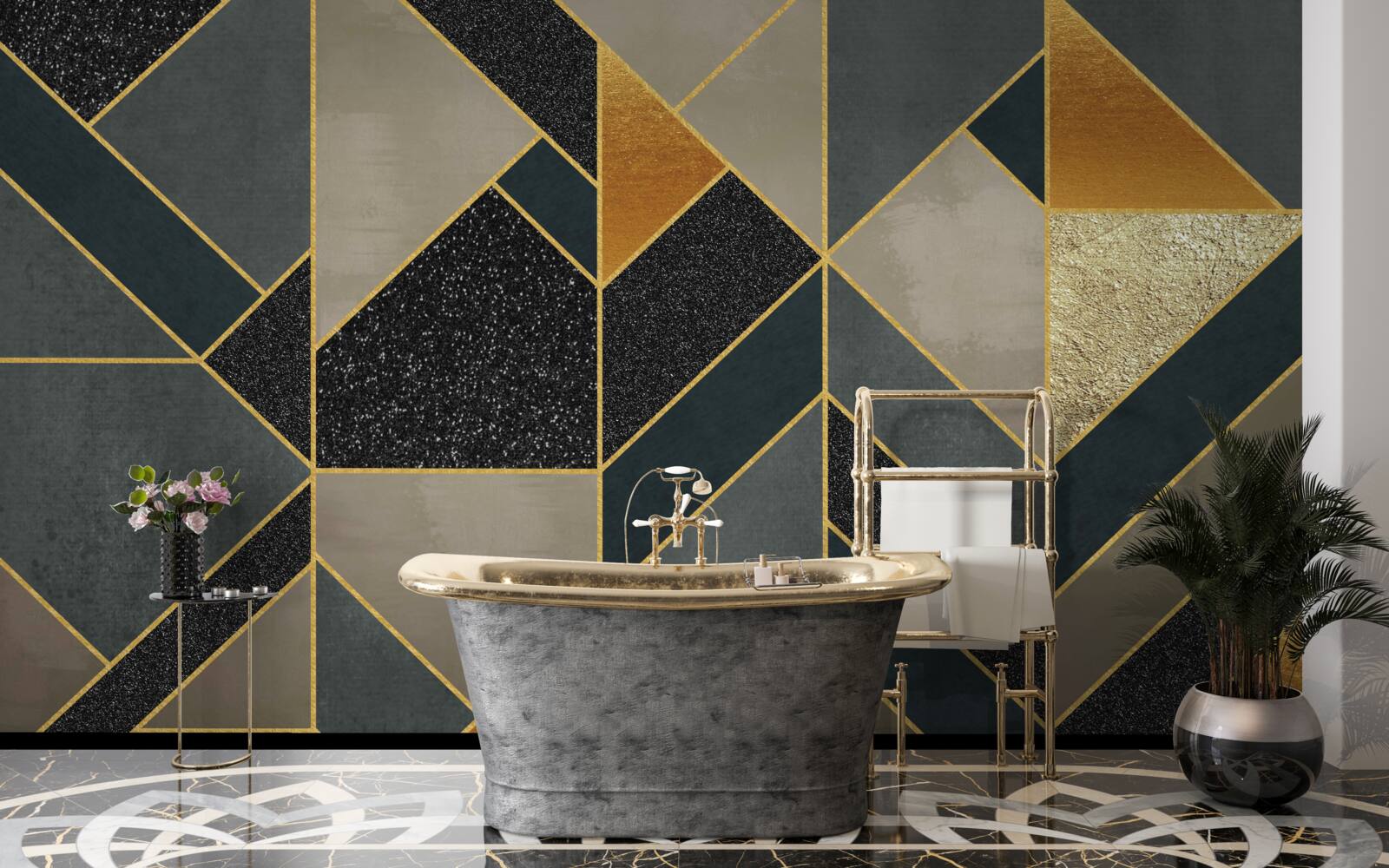 Fotobehang donker gekleurde mozaïeken