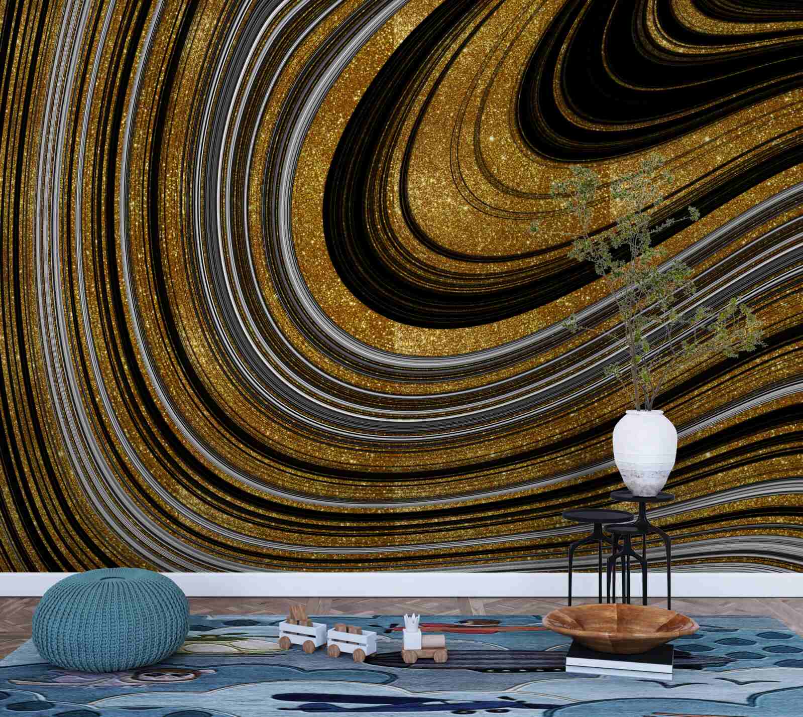 Fotobehang gouden smeltende golven