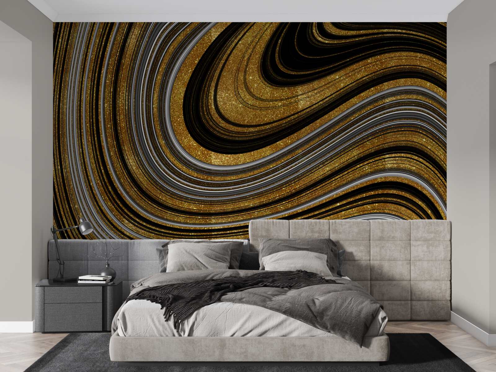 Fotobehang gouden smeltende golven