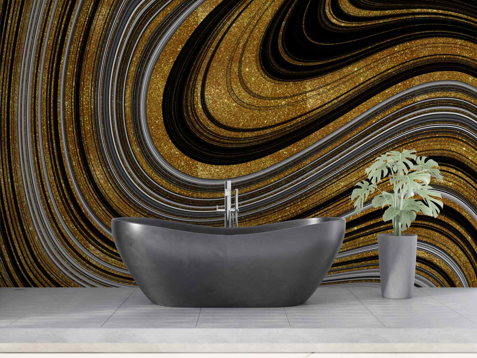 Fotobehang gouden smeltende golven