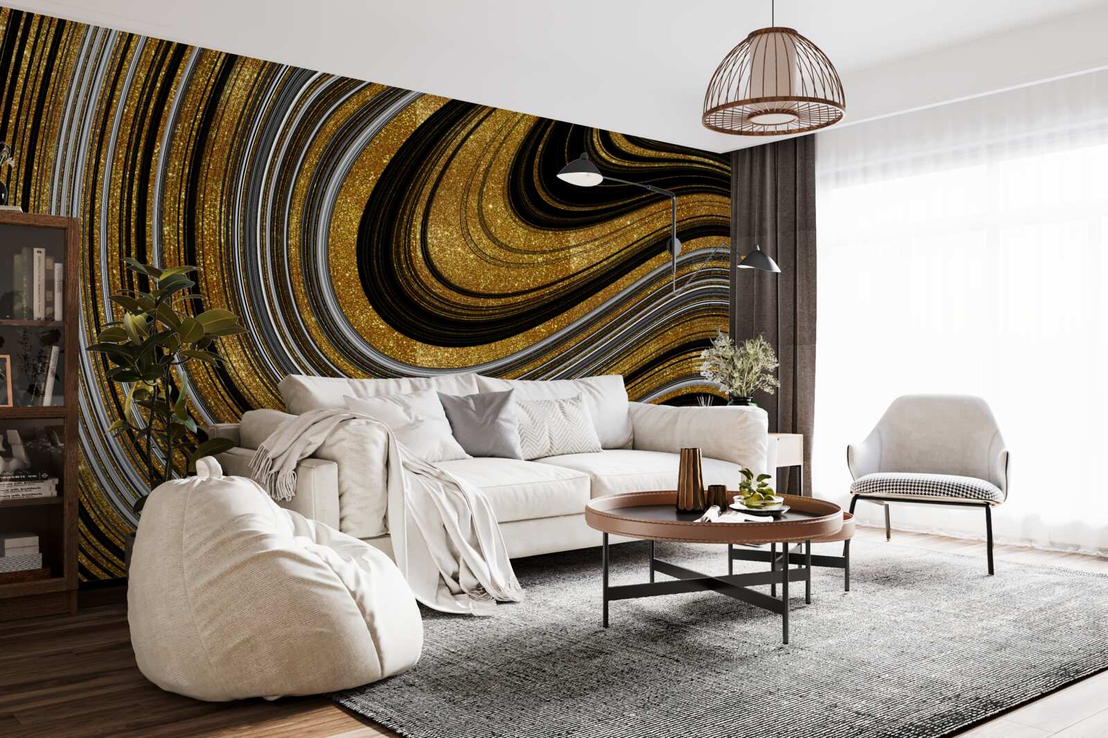 Fotobehang gouden smeltende golven