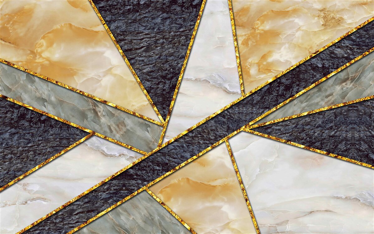 Fotobehang gekleurd marmer in gouden proporties