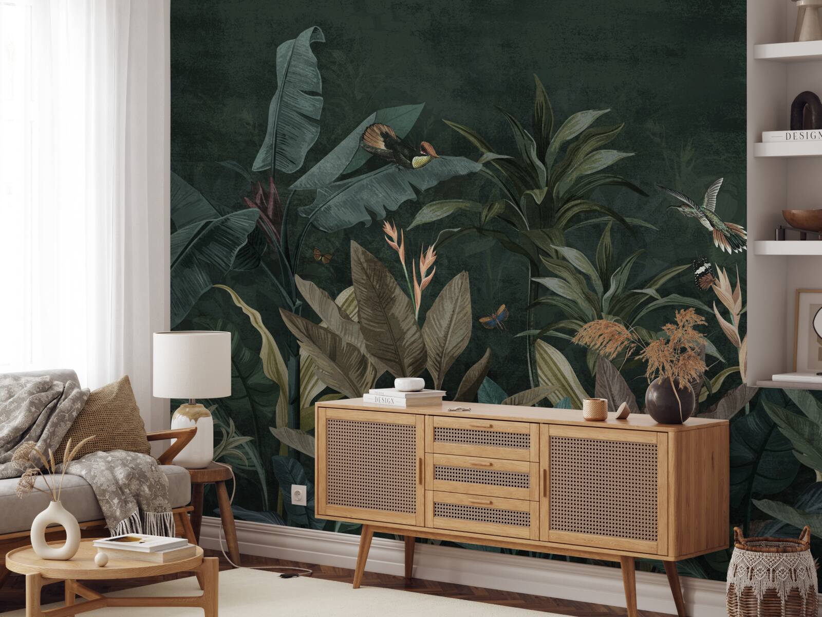 Fotobehang tropisch oerwoud bij nacht