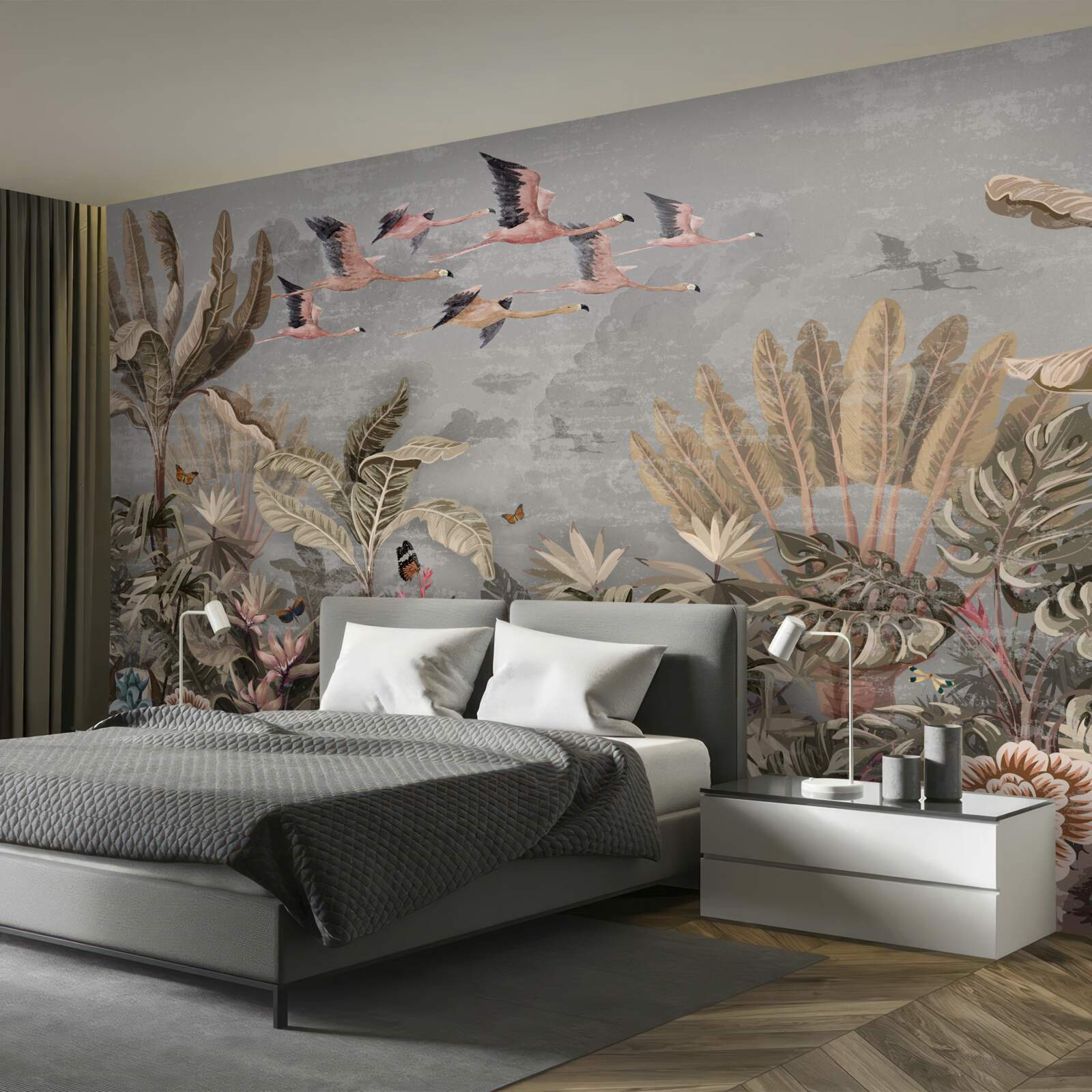 Fotobehang kraanvogels vliegen in de tropen