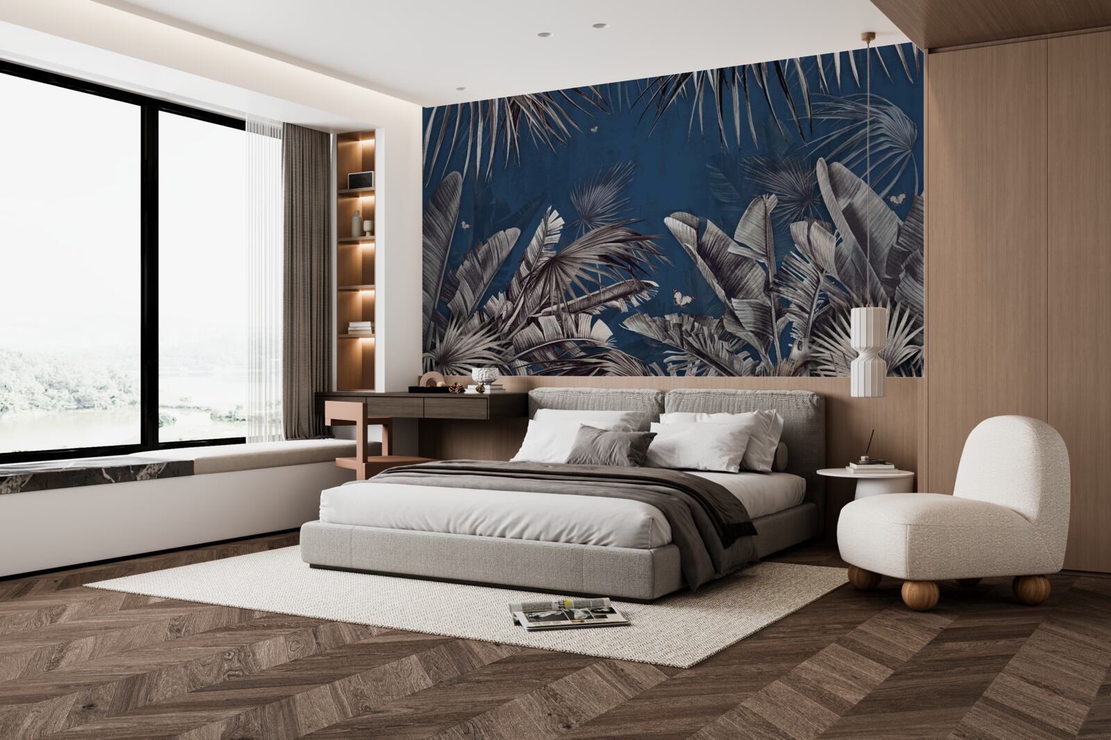 Fotobehang de nacht valt op de varen