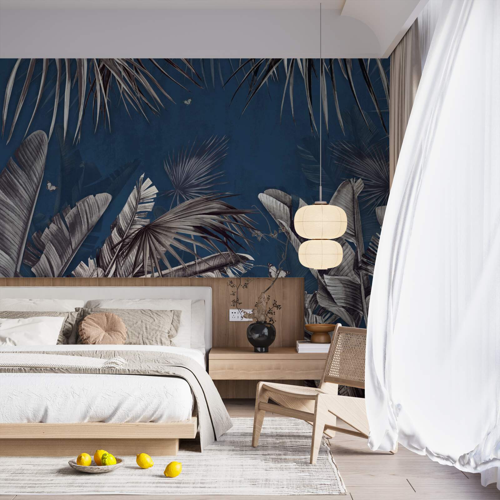 Fotobehang de nacht valt op de varen