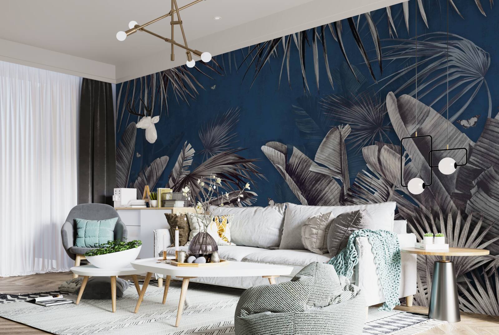 Fotobehang de nacht valt op de varen