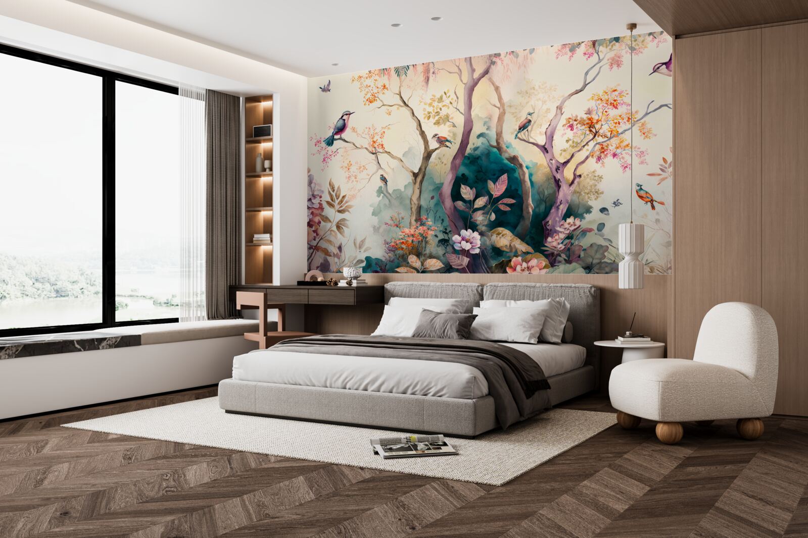 Fotobehang vogels verwelkomen de herfst