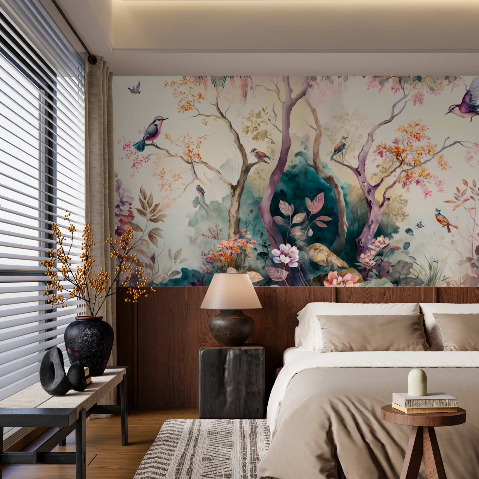 Fotobehang vogels verwelkomen de herfst