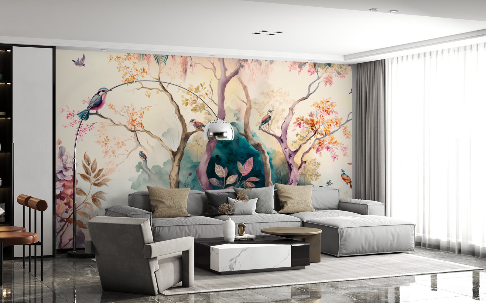 Fotobehang vogels verwelkomen de herfst