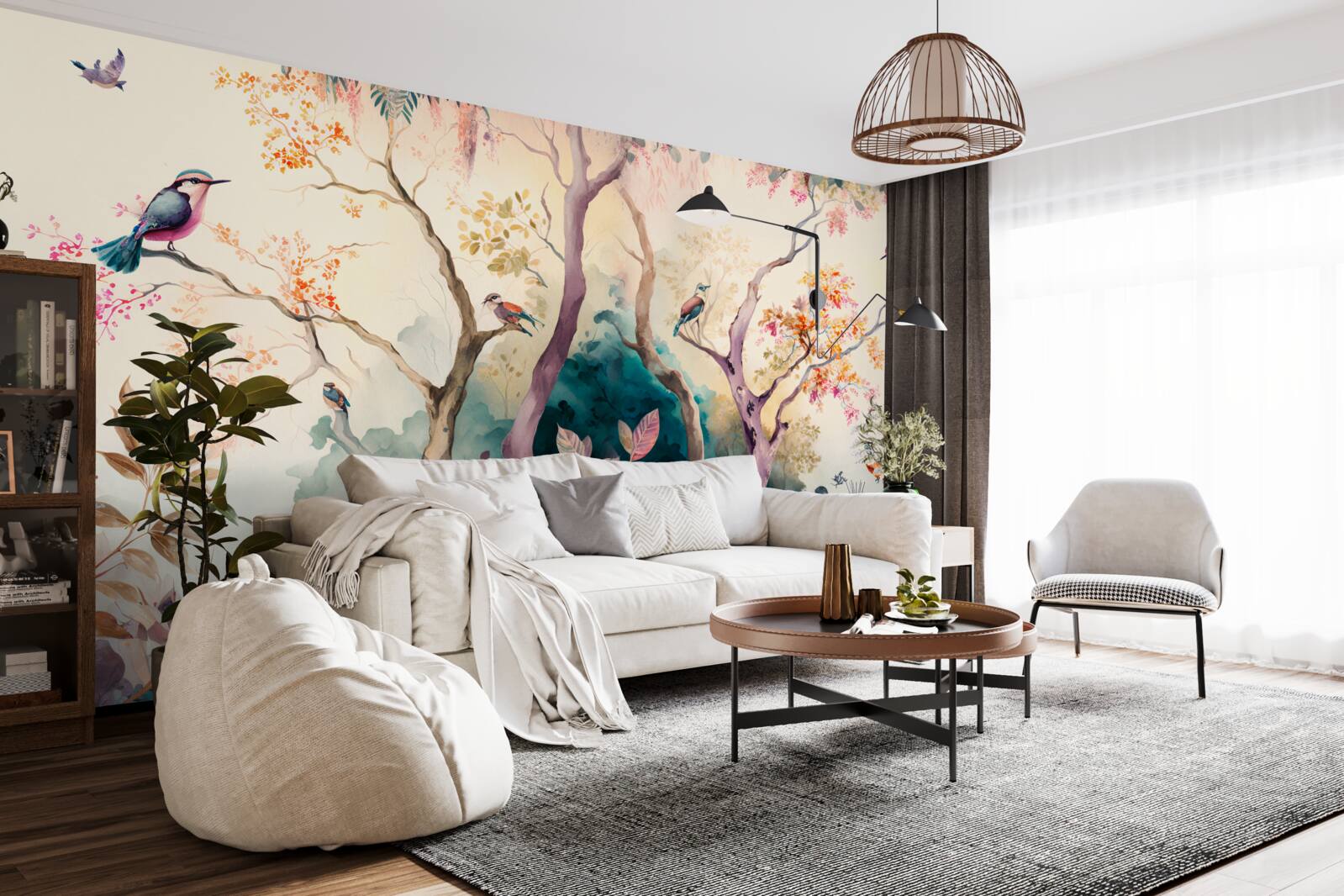 Fotobehang vogels verwelkomen de herfst