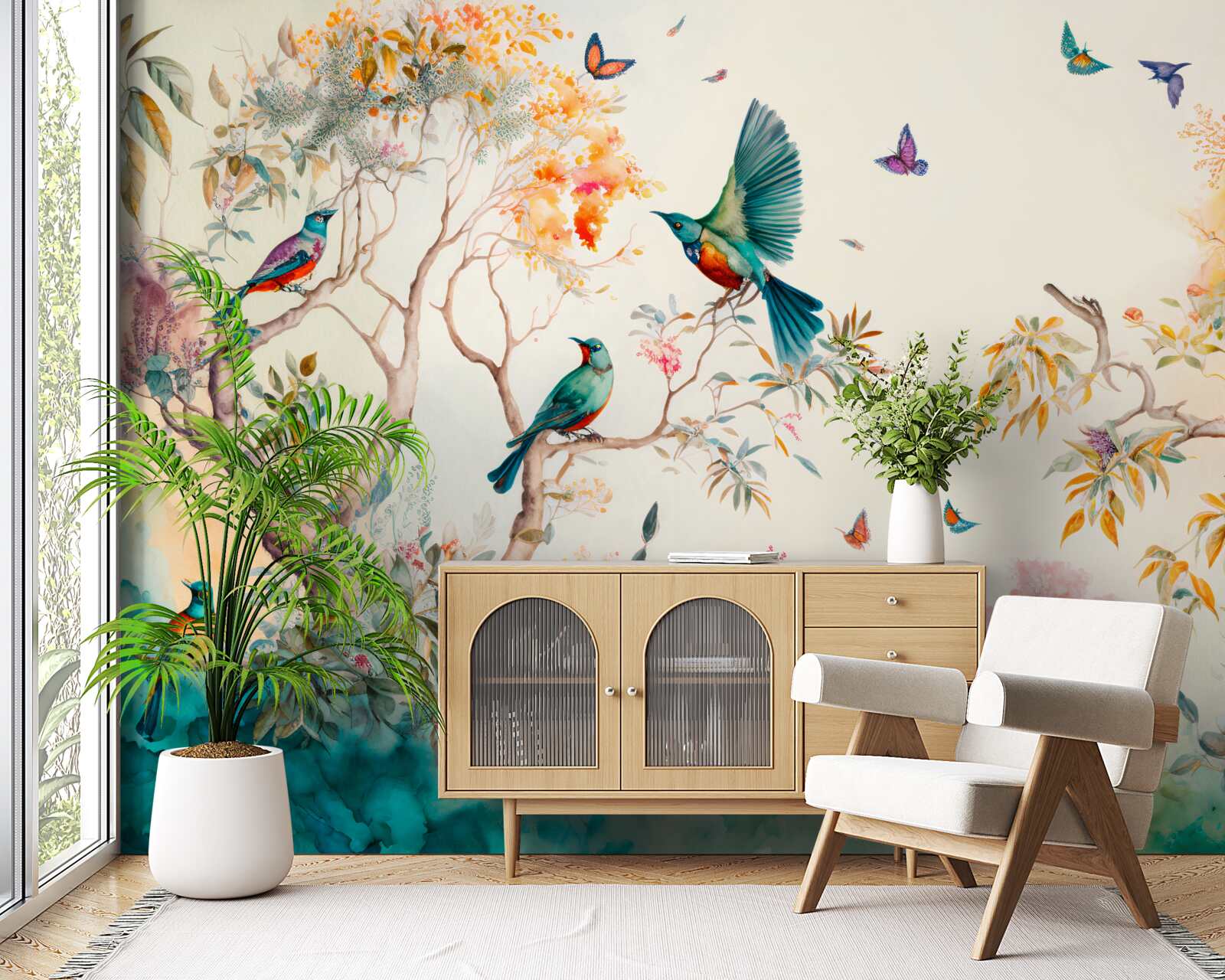 Fotobehang het paradijselijke vliegdekschip ligt in de boomtoppen