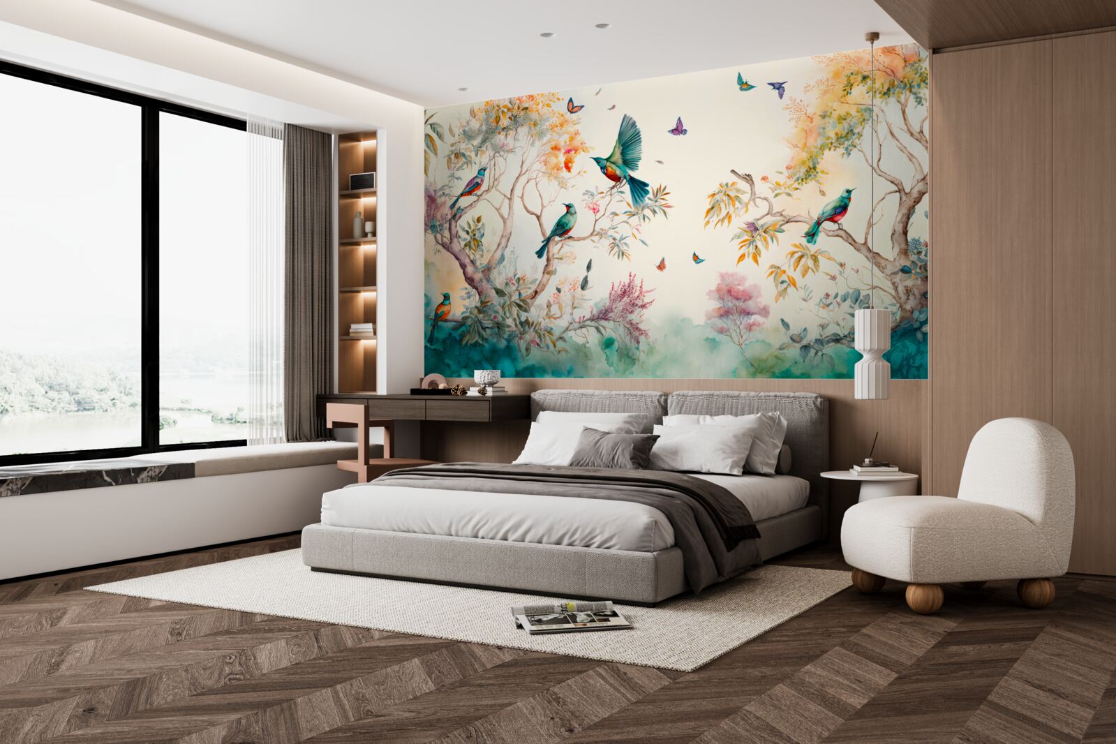 Fotobehang het paradijselijke vliegdekschip ligt in de boomtoppen