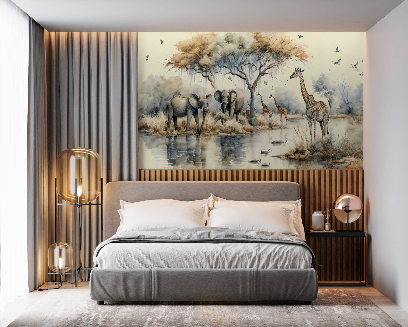 Fotobehang afrika dieren bij de vijver