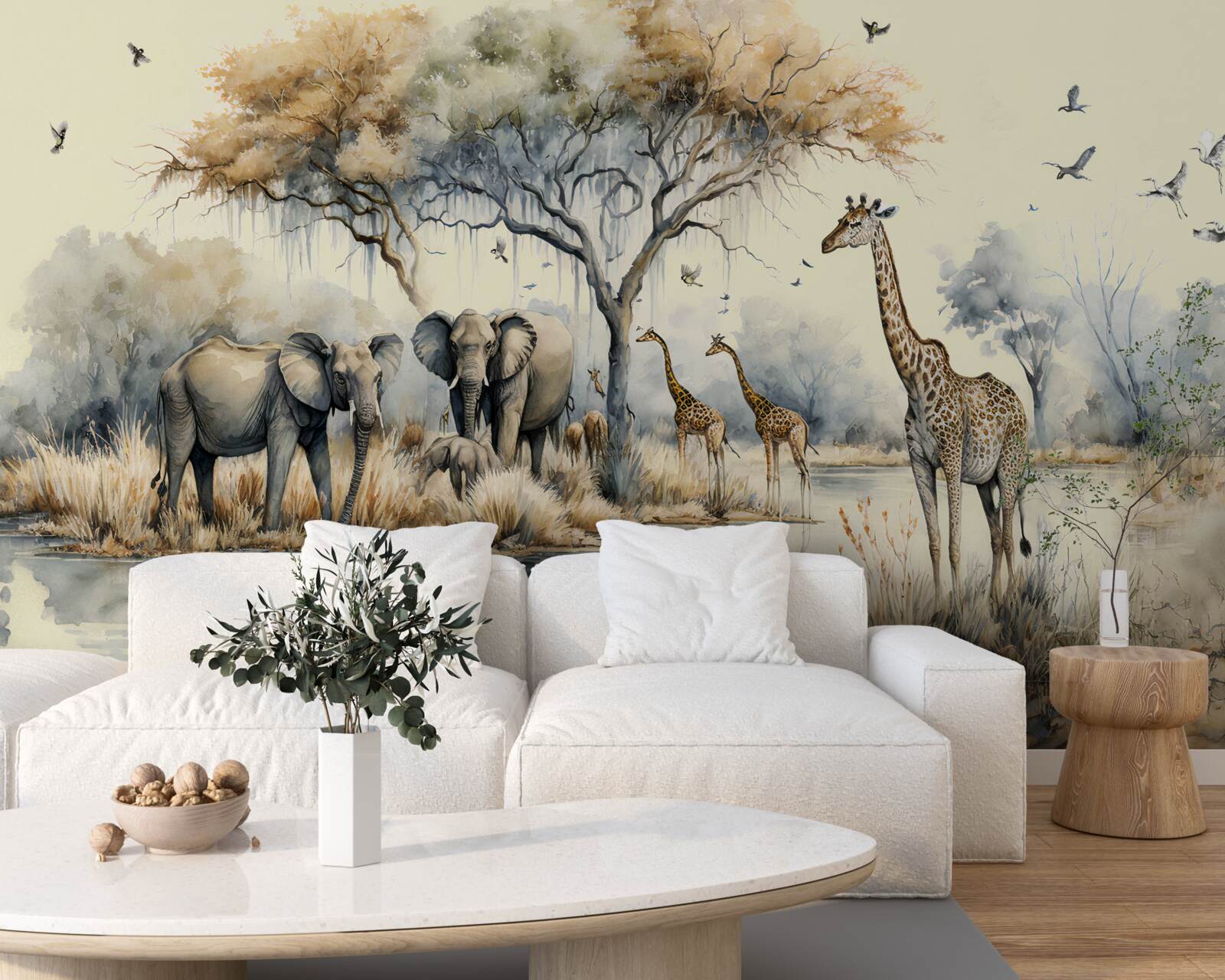 Fotobehang afrika dieren bij de vijver