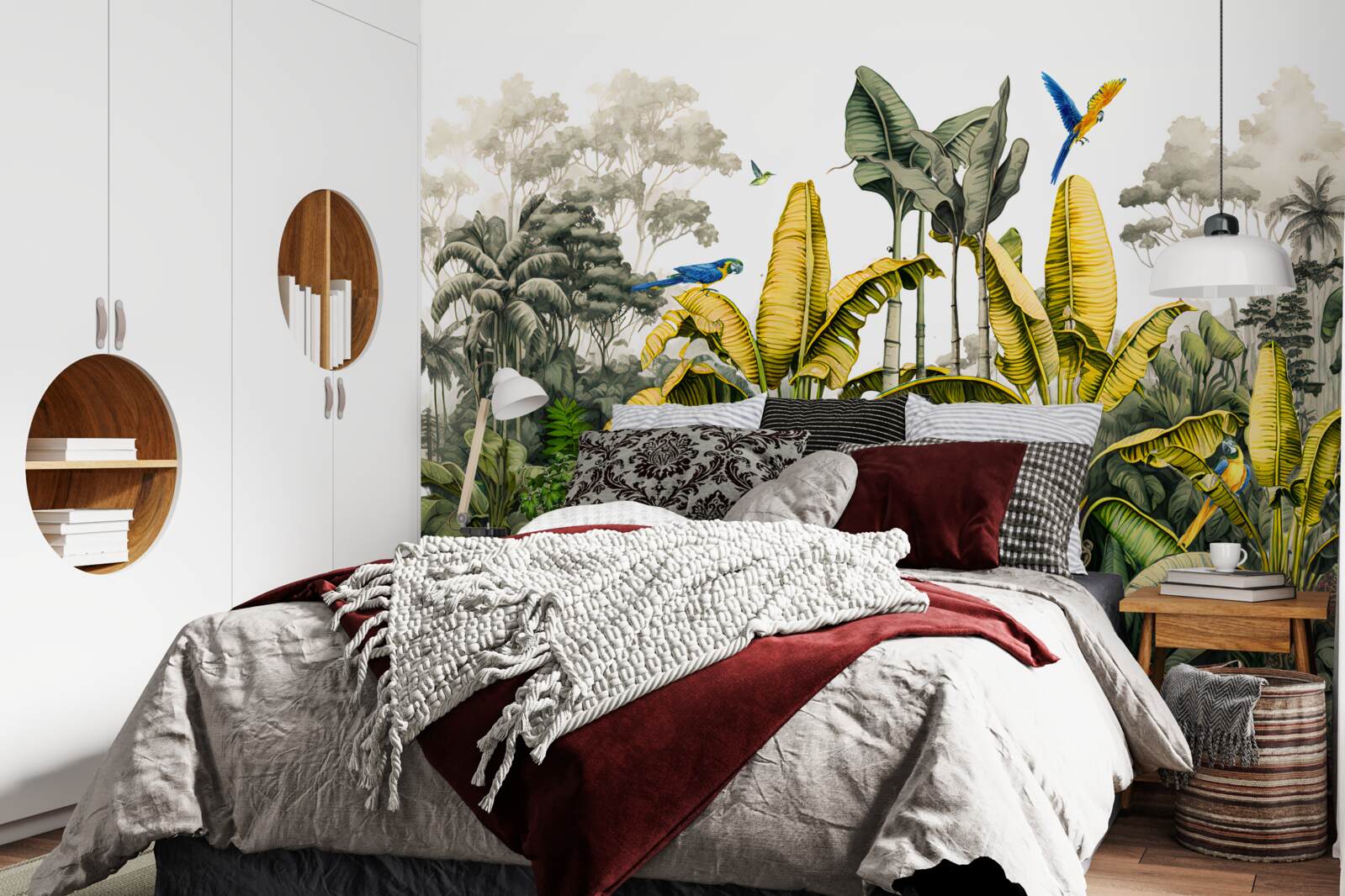 Fotobehang grote takken van een goudvaren in een tropisch woud