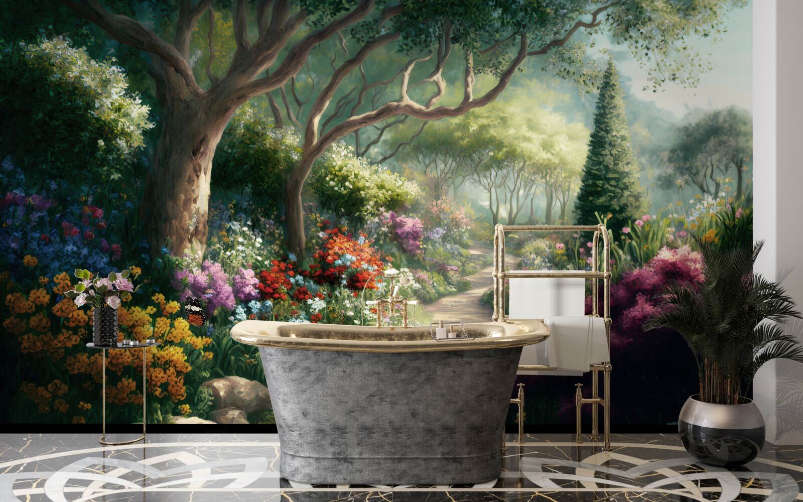 Fotobehang mystiek pad door een magisch bos