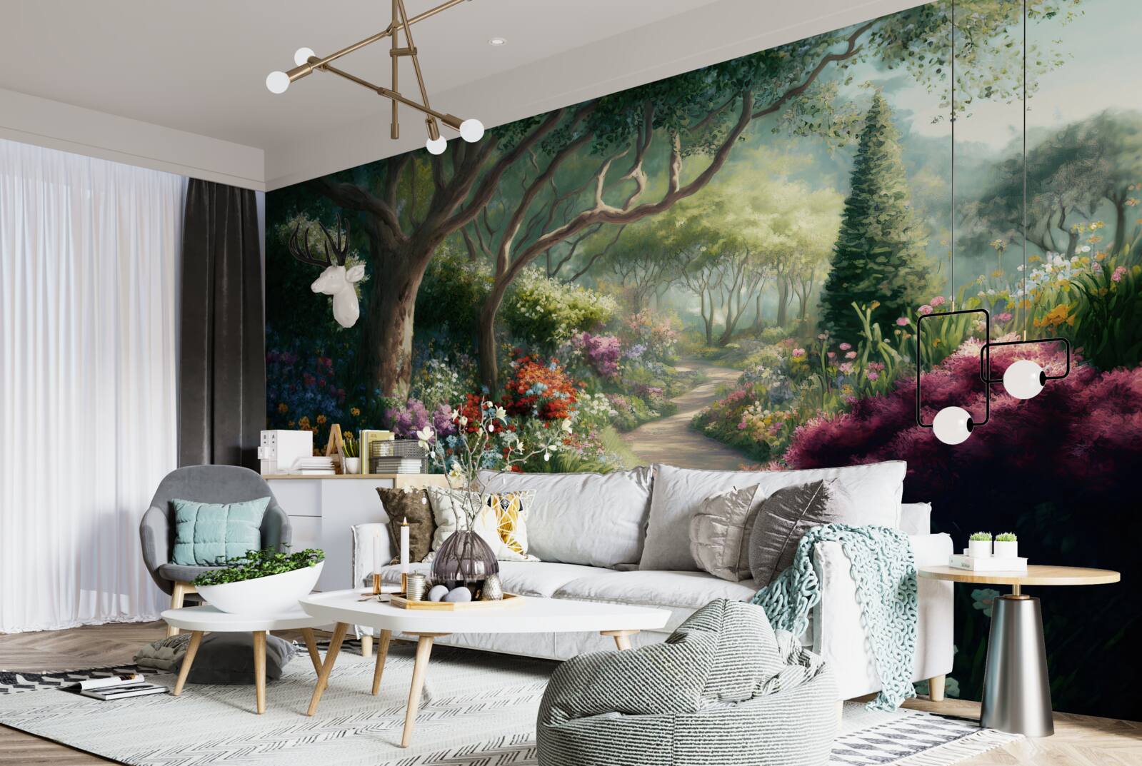 Fotobehang mystiek pad door een magisch bos