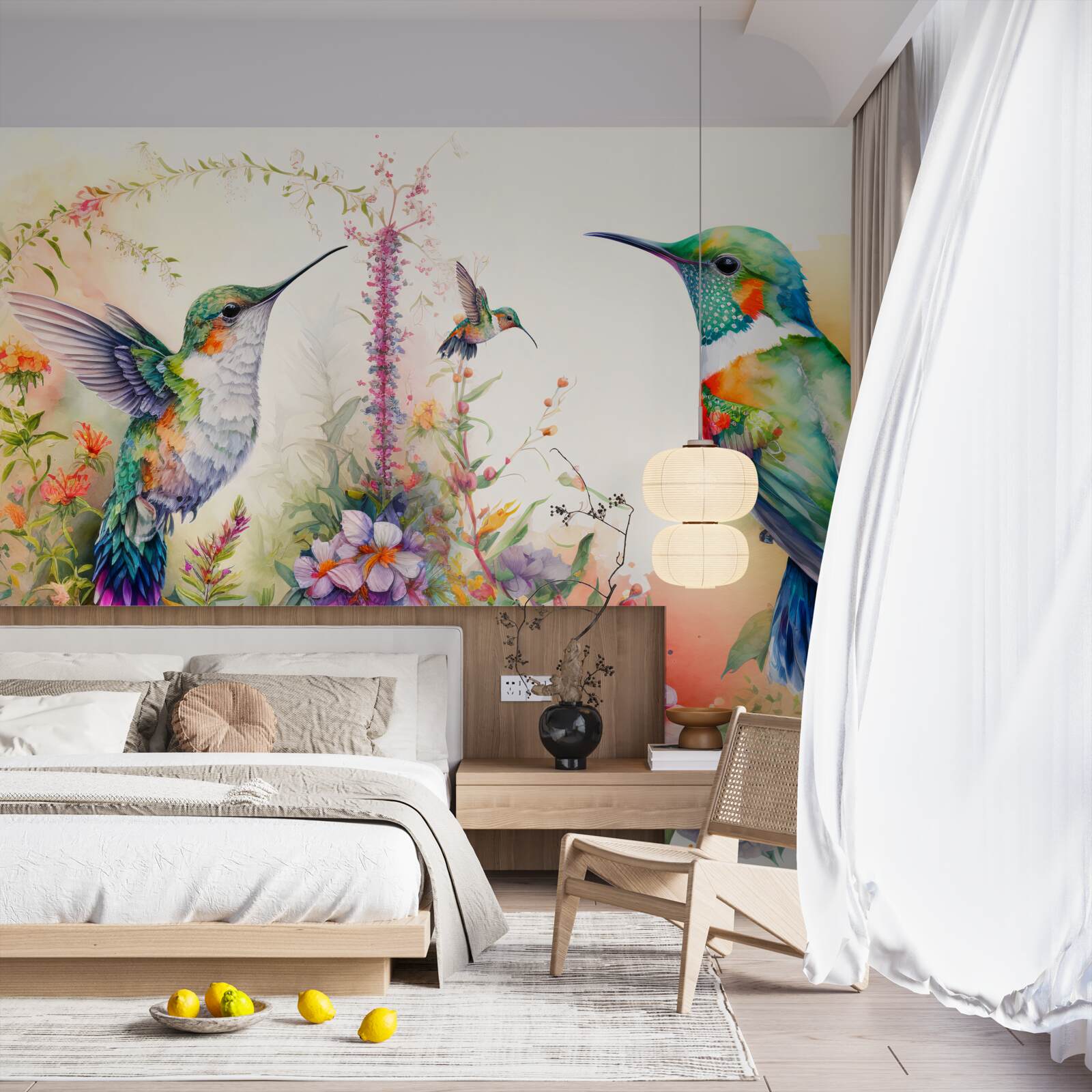 Fotobehang kolibries communiceren met kleuren