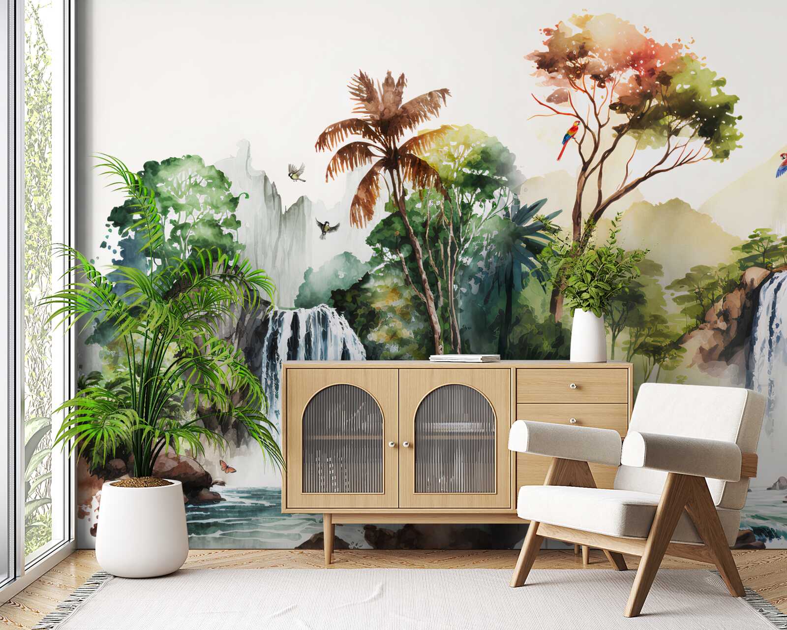 Fotobehang er zijn watervallen in het regenwoud