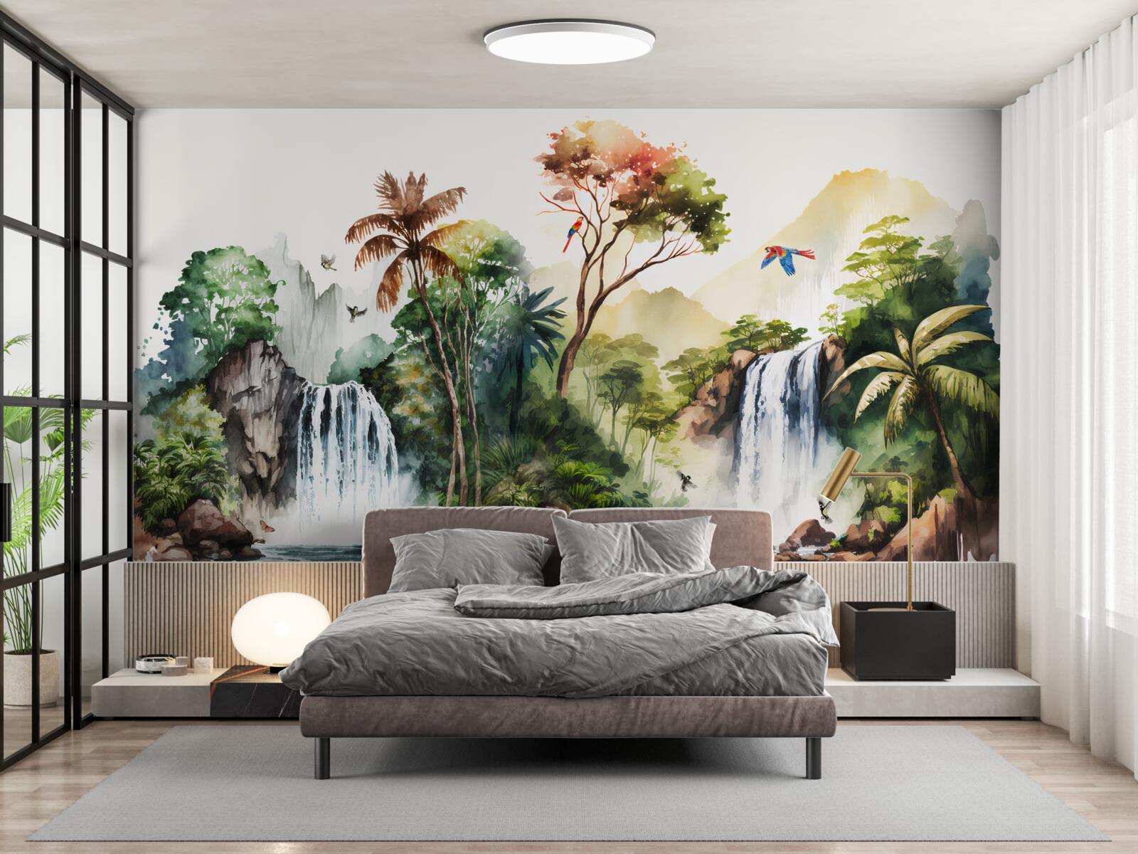 Fotobehang er zijn watervallen in het regenwoud