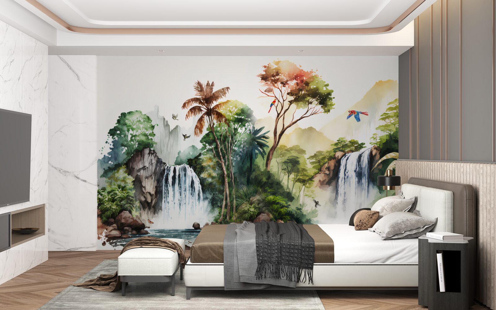 Fotobehang er zijn watervallen in het regenwoud